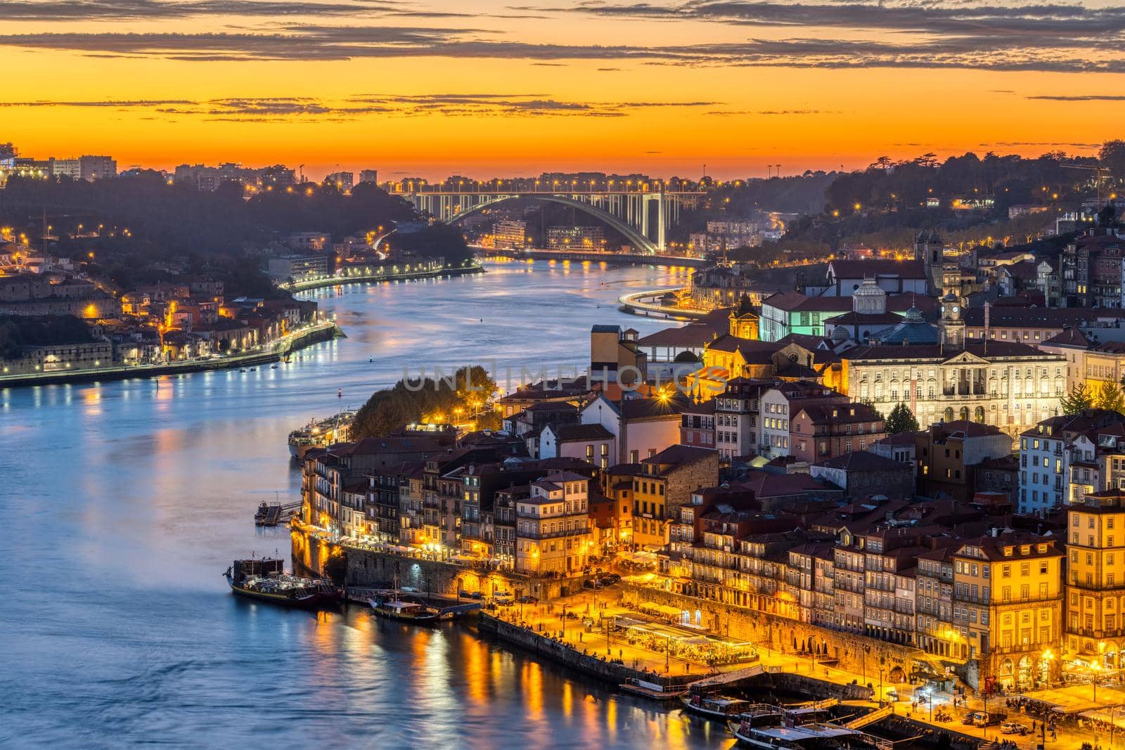 The old town of Porto after sunset by elxeneize