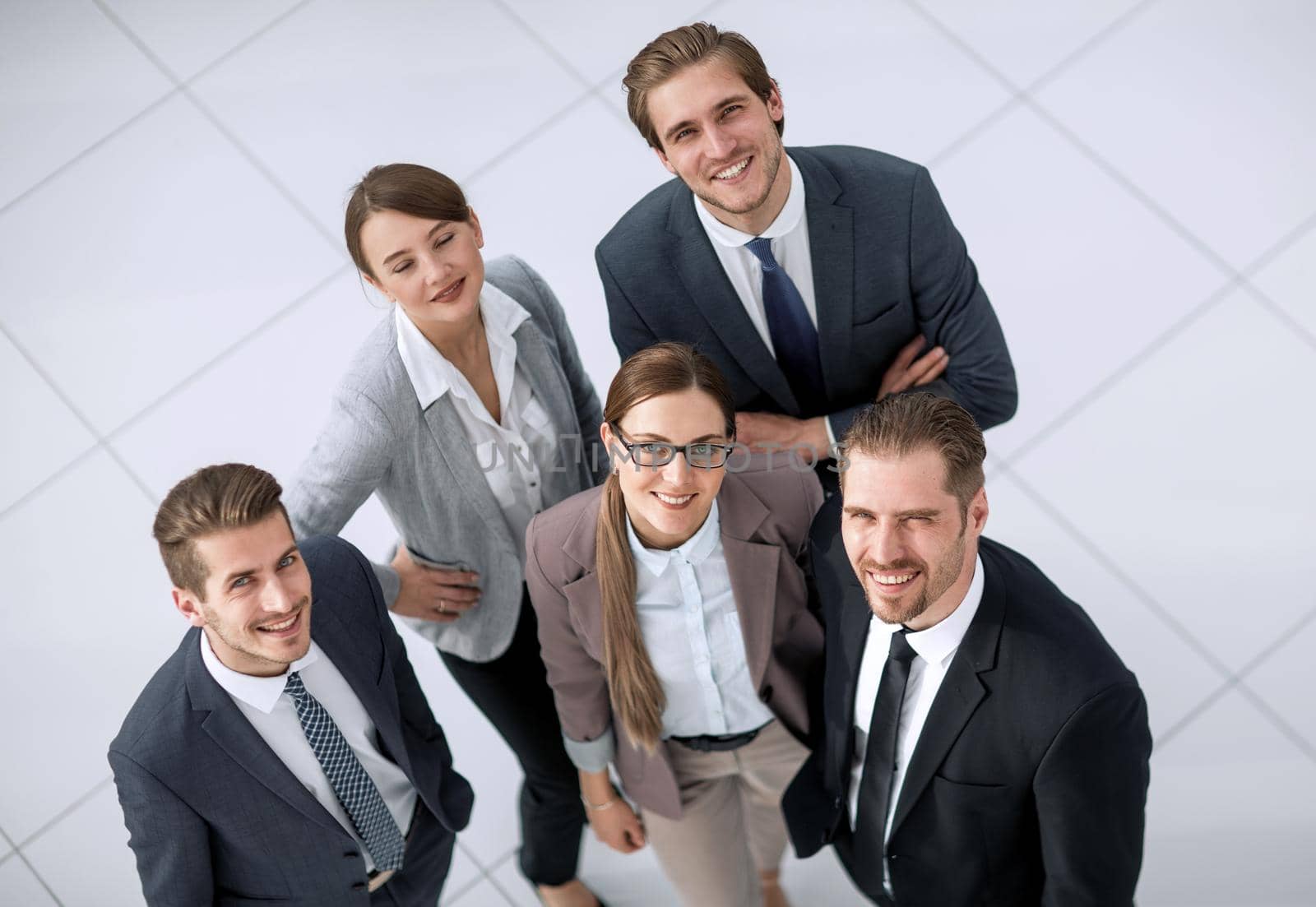 top view.a group of successful business people looking at the camera