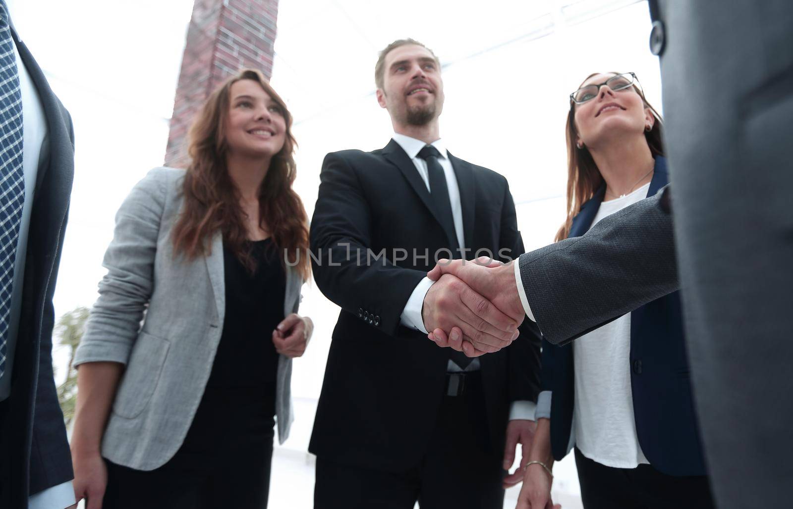 Successful business people handshake greeting deal concept