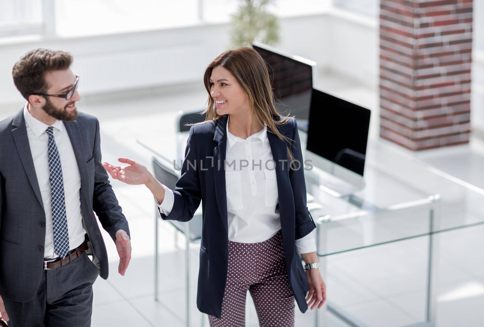 business woman and a lawyer standing in the office.photo with copy space