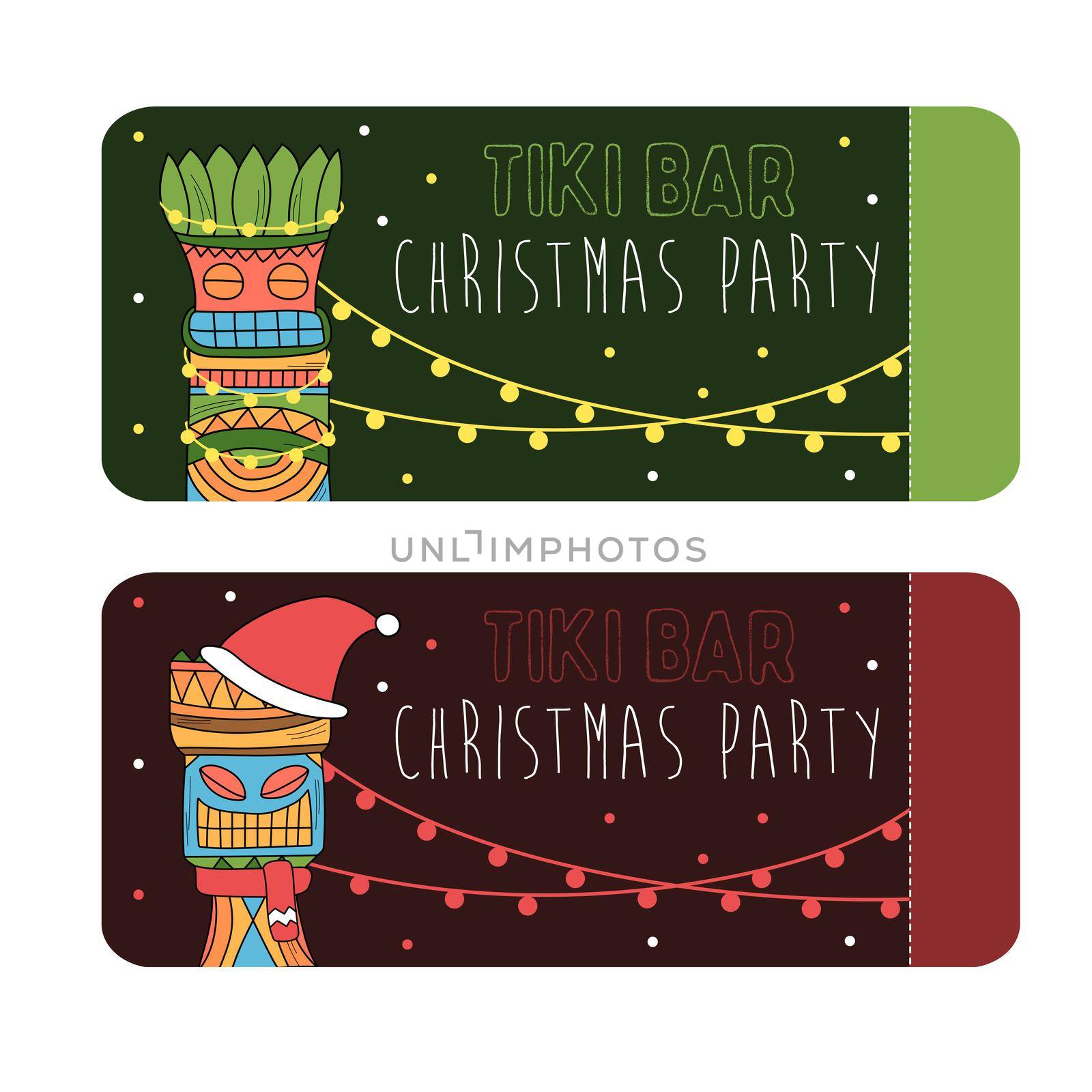 Colored tiki idols for Christmas party invitation cards design or posters. by natali_brill