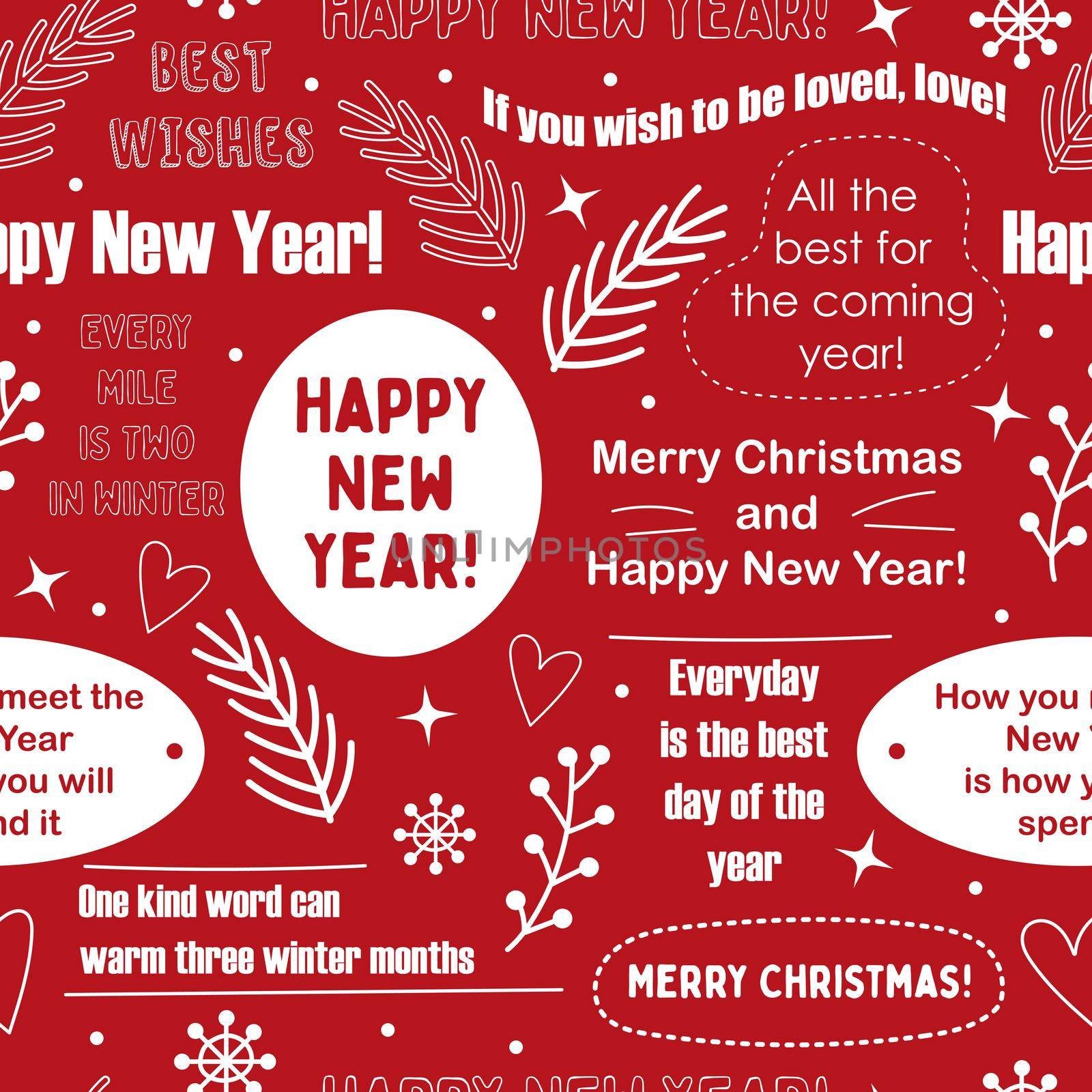 New year and merry christmas vector seamless lettering pattern by natali_brill