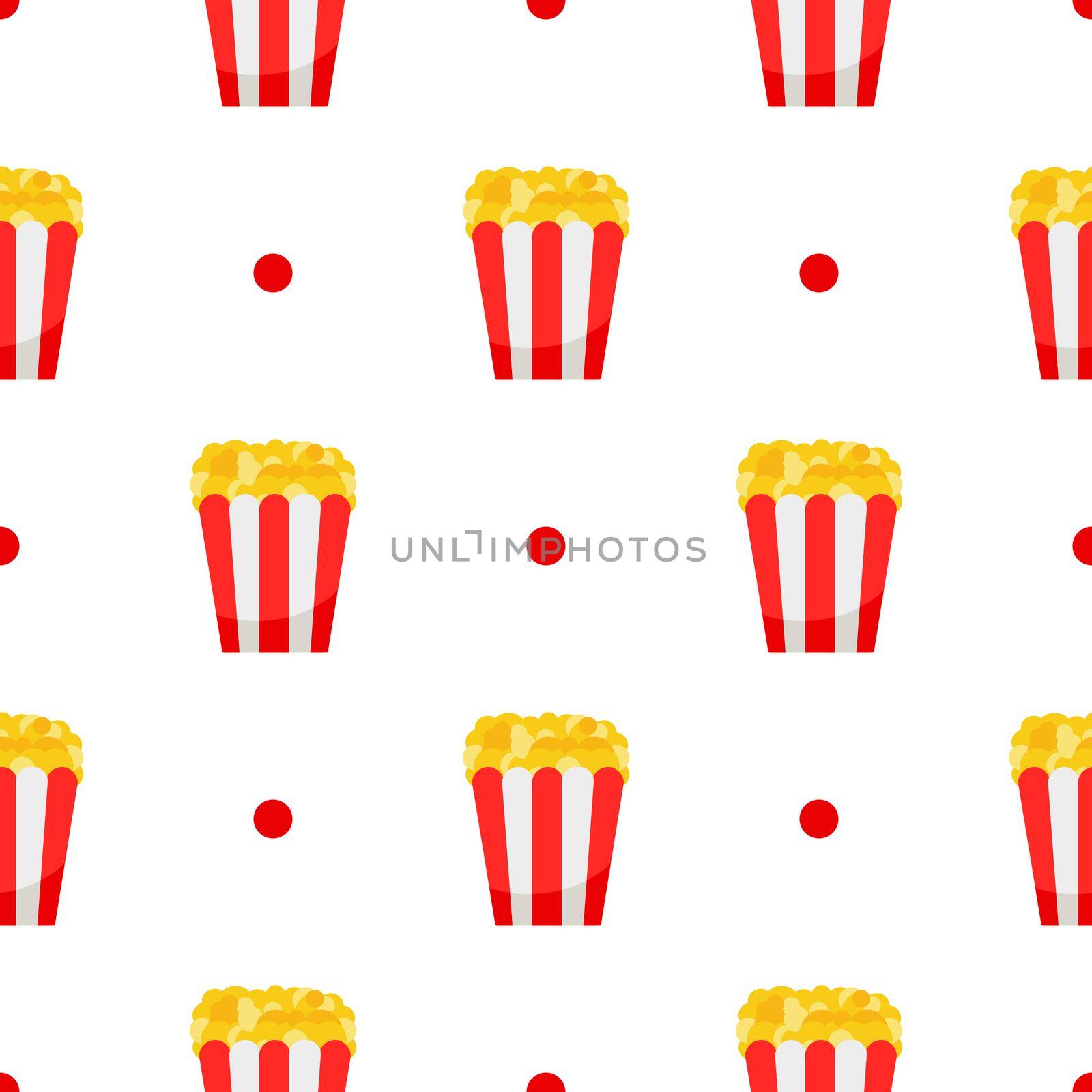 Popcorn. Seamless pattern with popcorn pack. Vector illustration on white by natali_brill