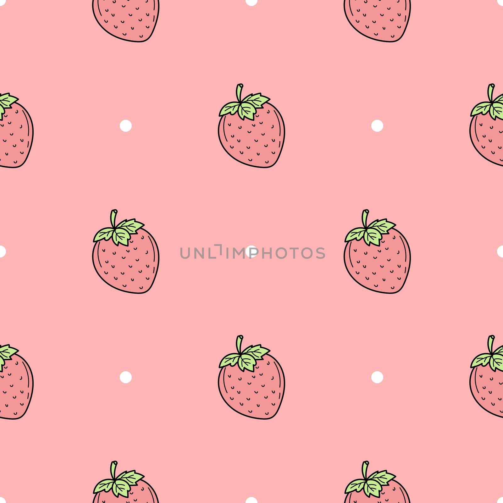 Vector background. Seamless pattern of hand drawn strawberries by natali_brill