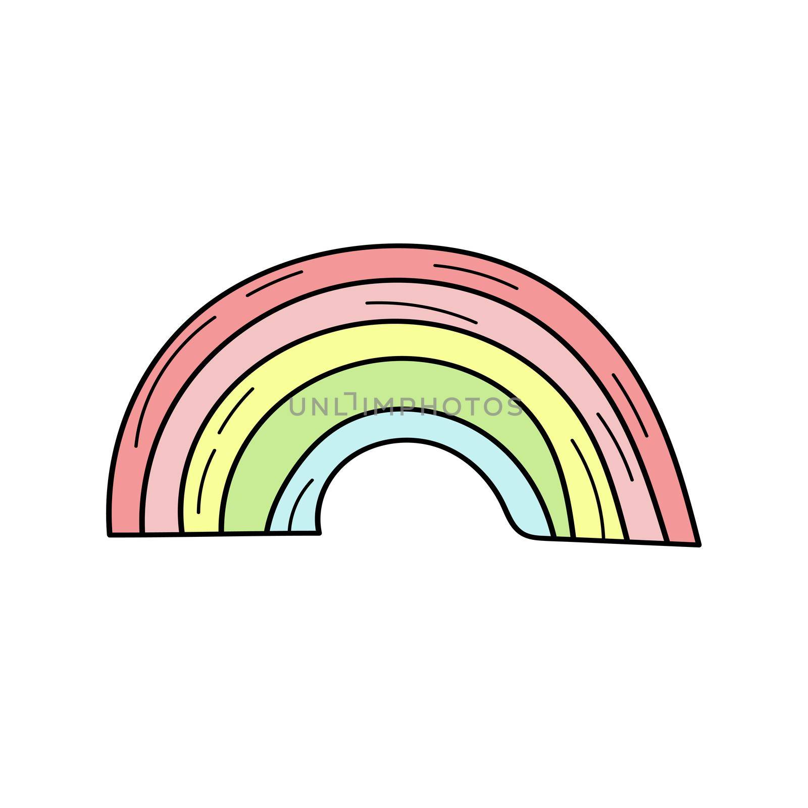 Simple Rainbow Doodle icon. Simple hand drawn rainbow icon on white