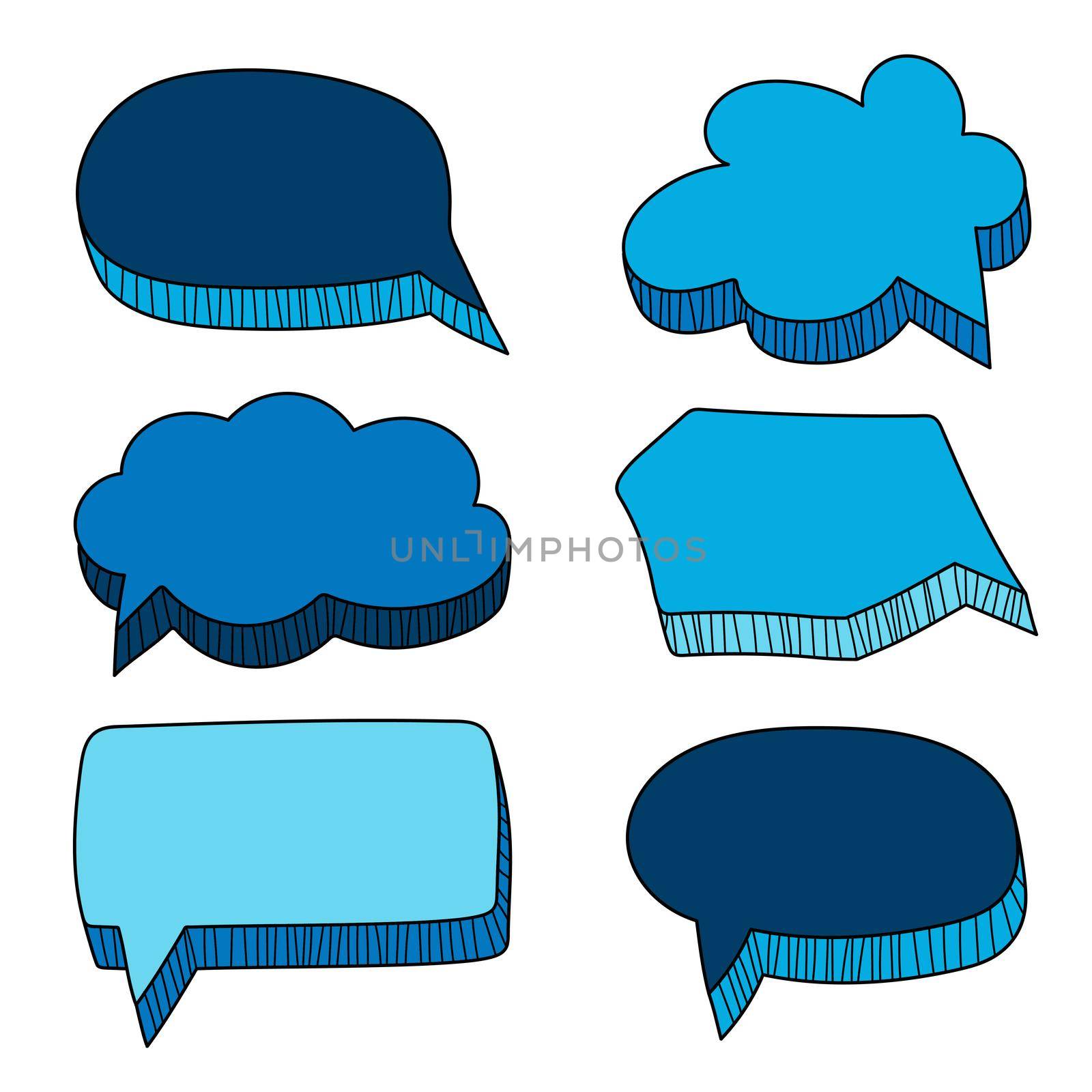 Vector speech bubbles doodle set. Hand-drawn style. Vector Illustration by natali_brill