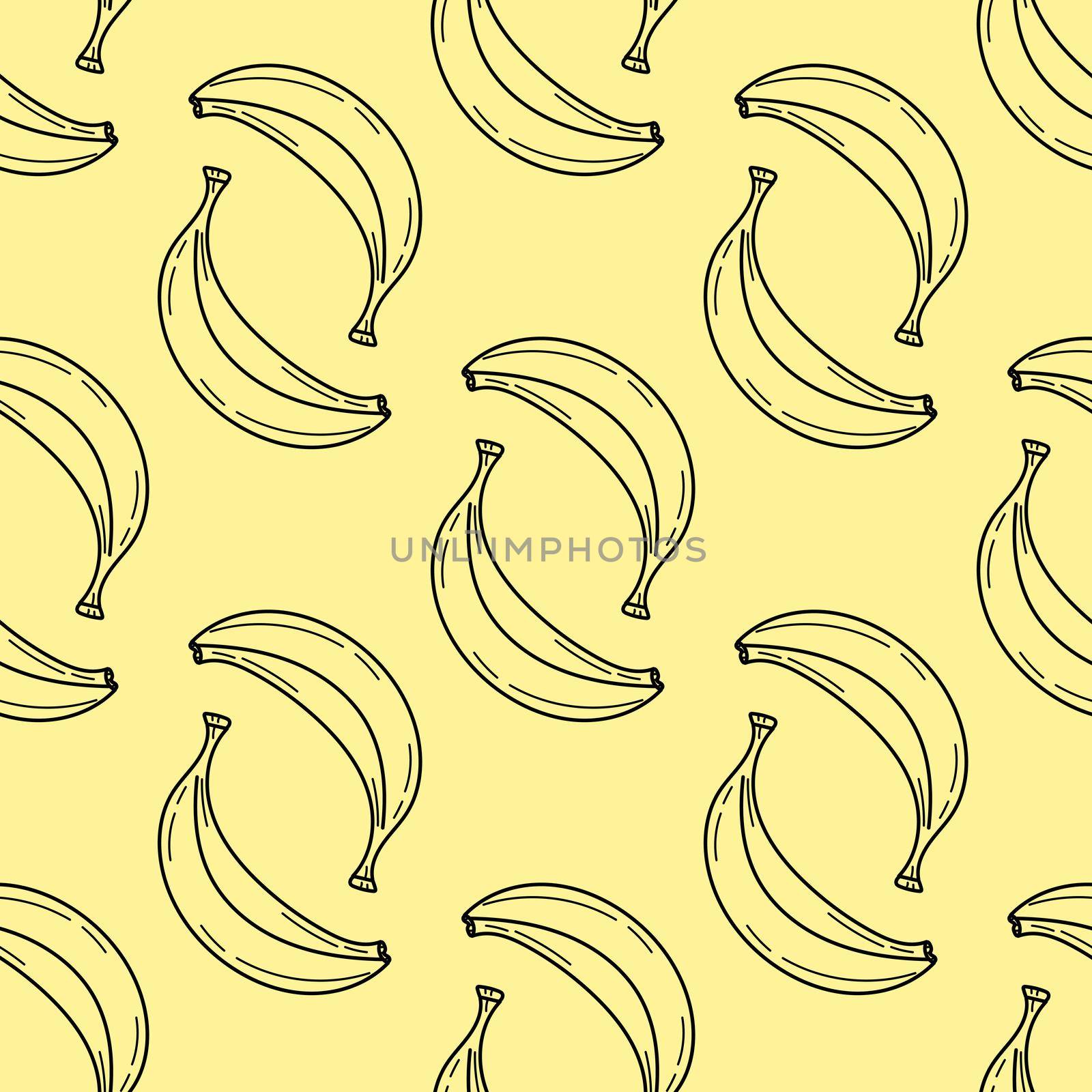 Seamless stylish pattern with hand drawn bananas. Cartoon bright background for packaging, menu, textiles. Colorful wallpaper vector