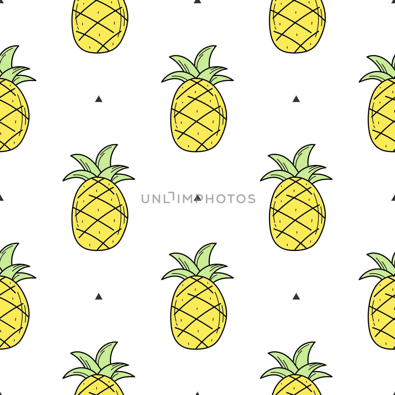 Seamless pattern of color hand drawn pineapple for design by natali_brill