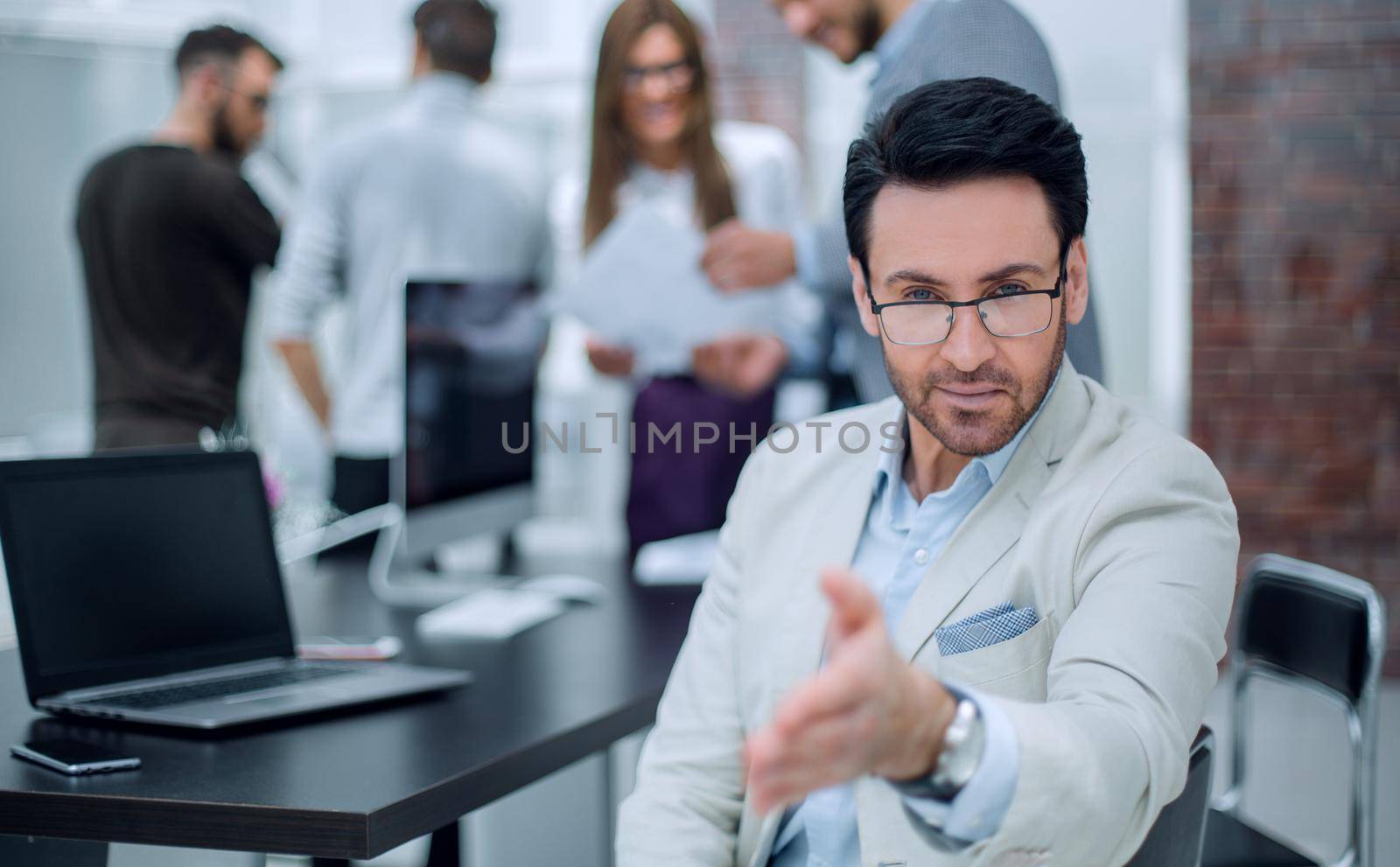 businessman sitting at office Desk.business concept