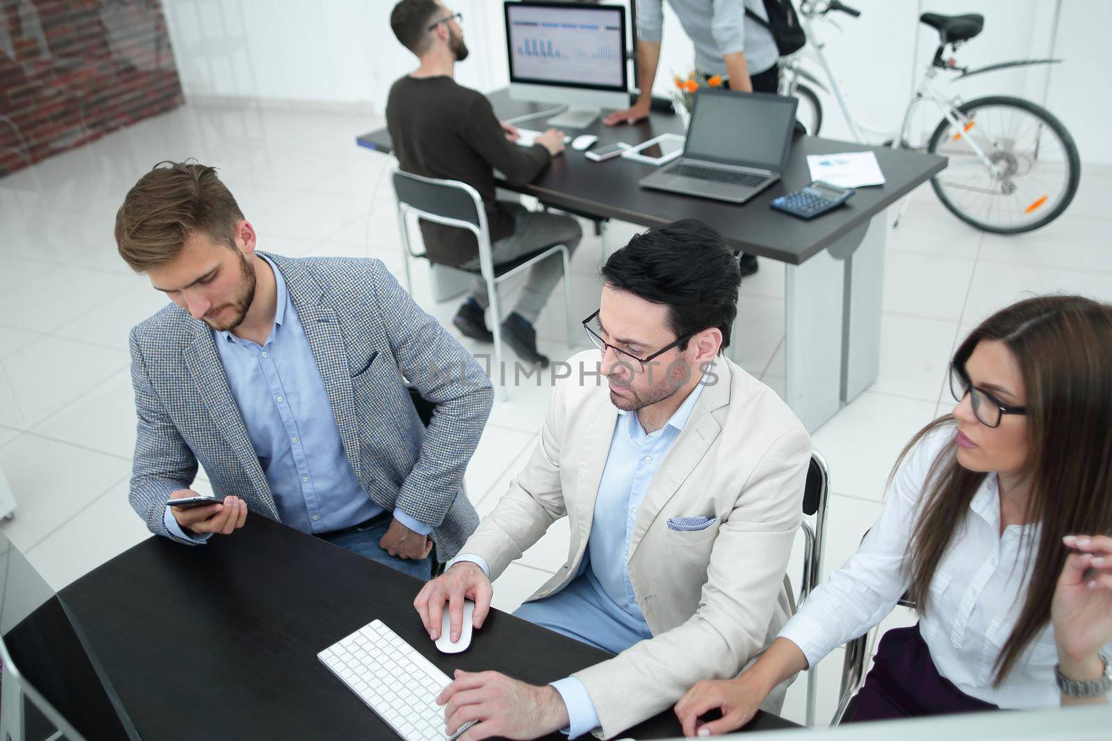employees in the workplace in a modern office.people and technology
