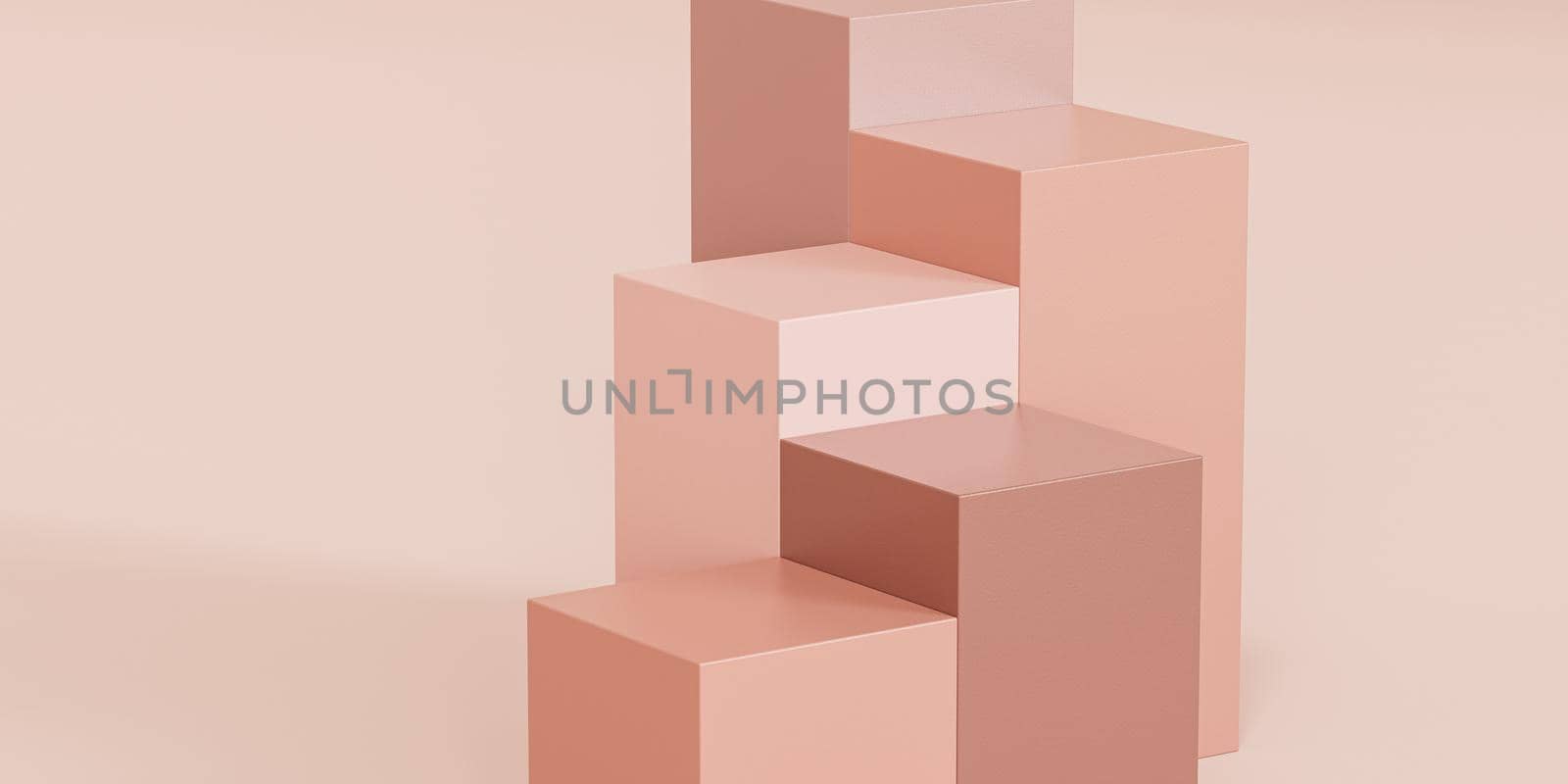 Beige stage podiums or pedestals for products display or advertising on minimal background, 3d render by Frostroomhead