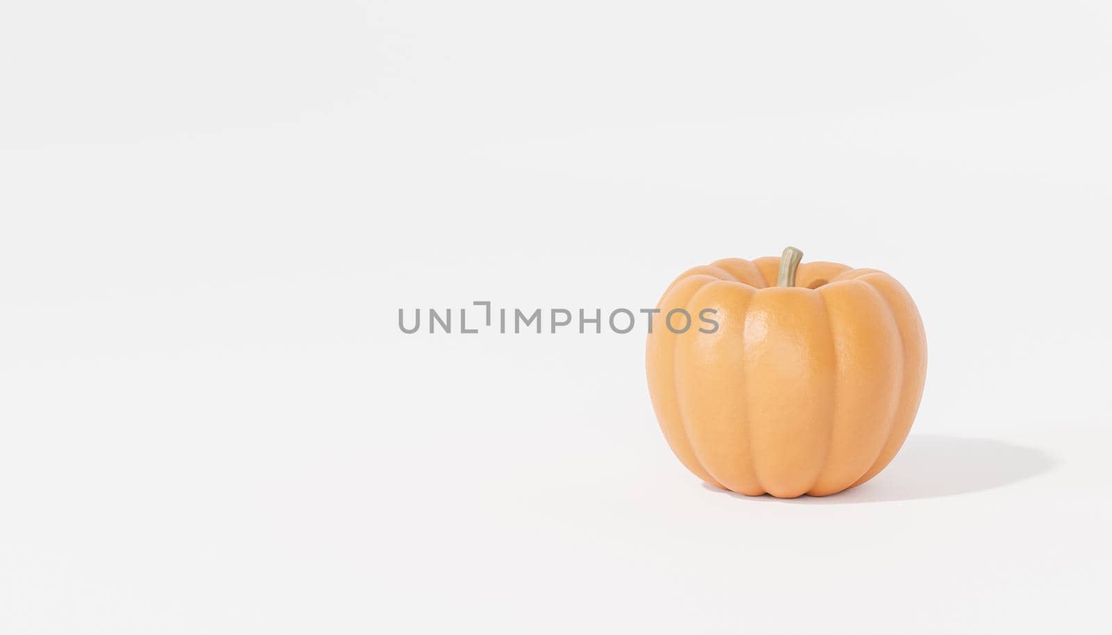 Pumpkin on white background for advertising on autumn holidays or sales, 3d banner render by Frostroomhead