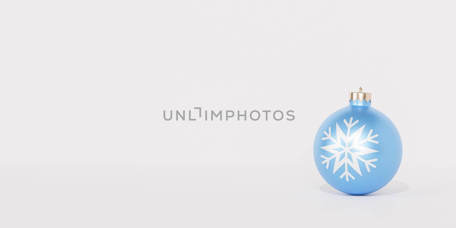 Christmas or New Year holidays banner background with blue bauble and ornaments, copy space, 3d render by Frostroomhead