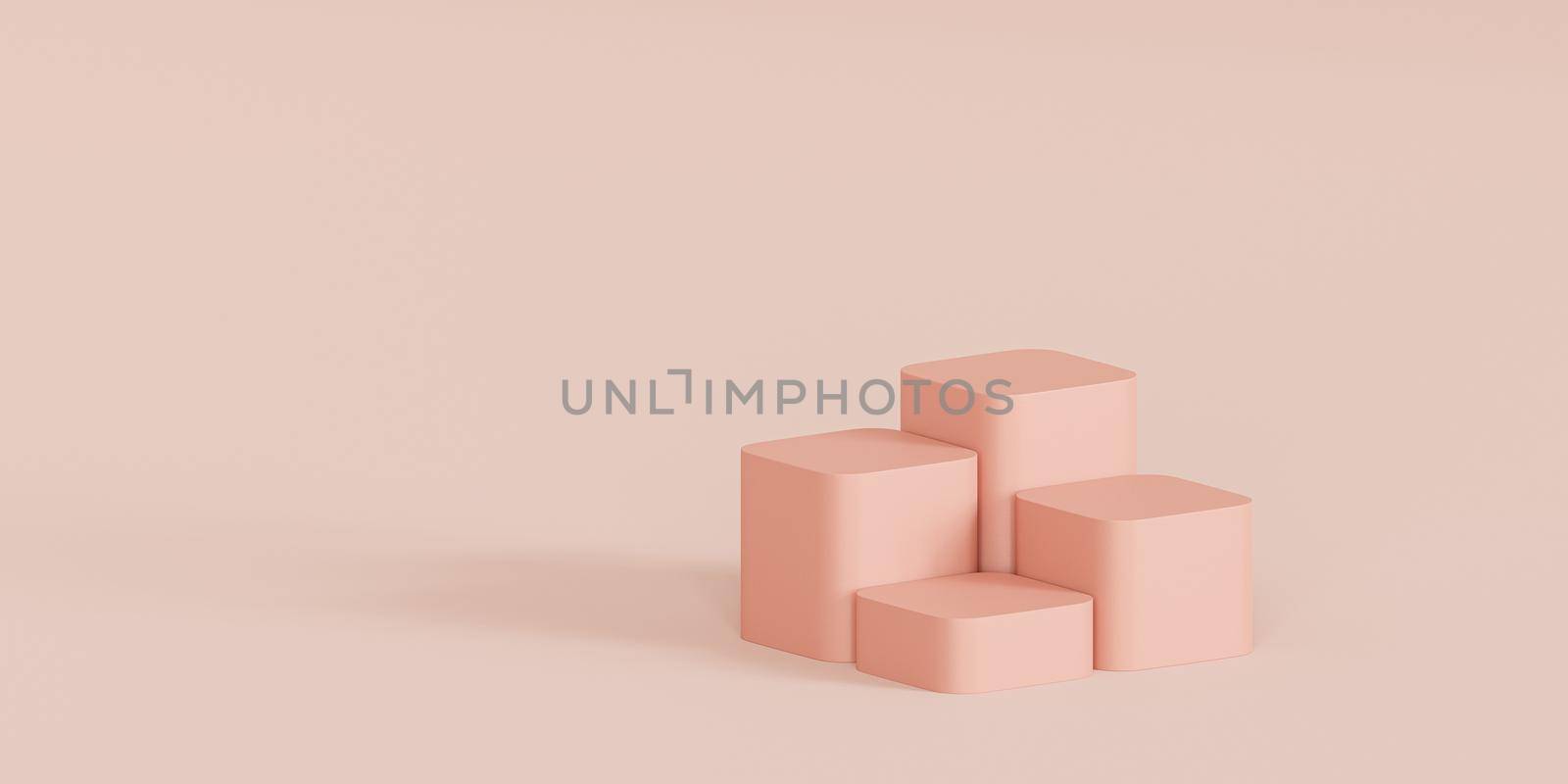 Beige podiums or pedestals for products display or advertising on minimal background, 3d render by Frostroomhead