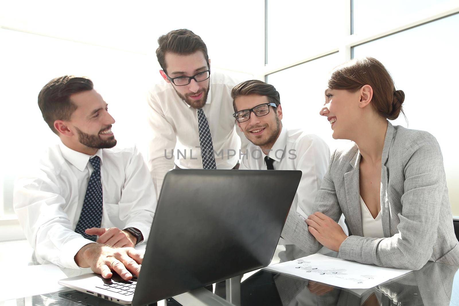 business team waiting for online results.people and technology