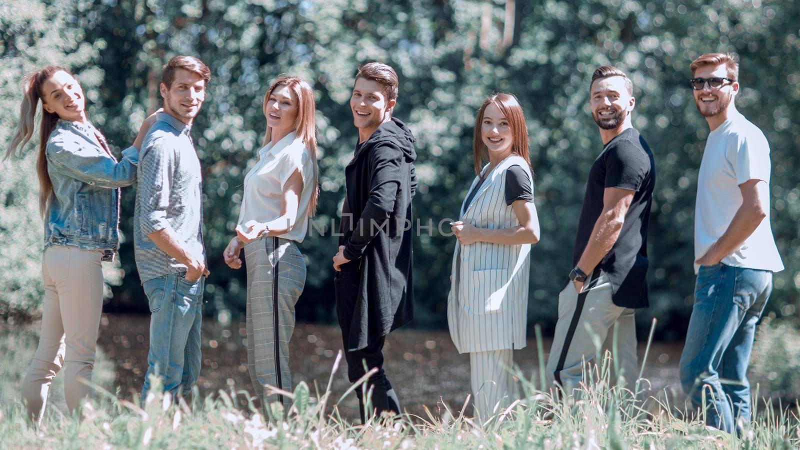group of successful young people .the concept of team building