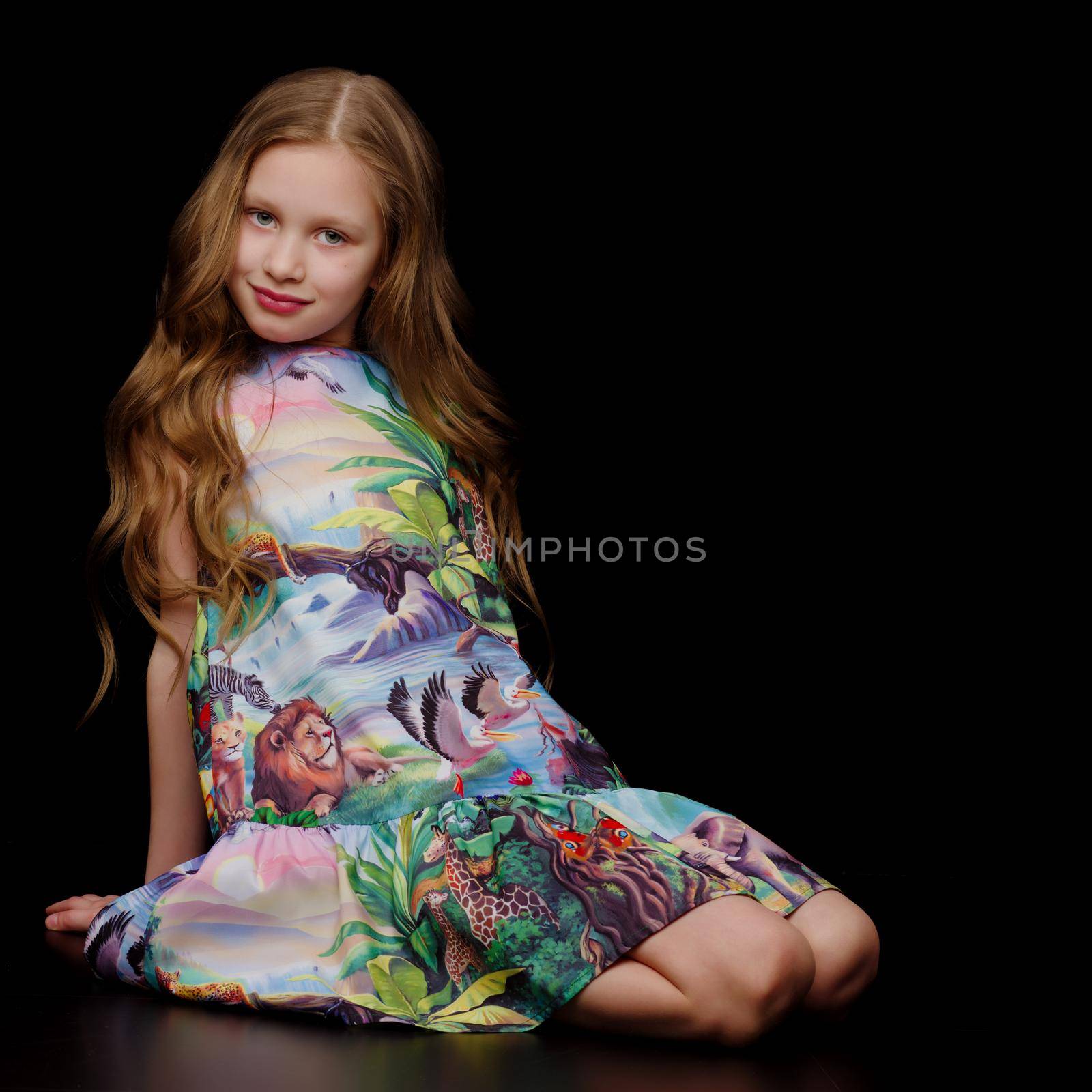 Little girl on a black background by kolesnikov_studio