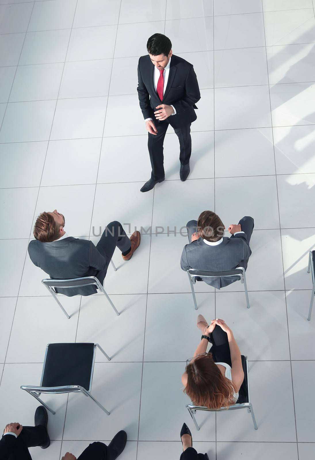 Group of business people meeting in hall