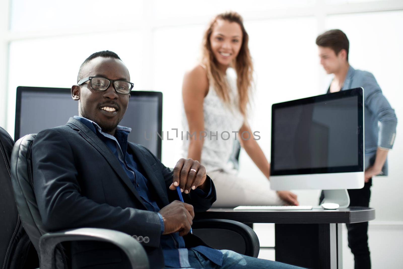 dreaming of a businessman sitting in the office by asdf