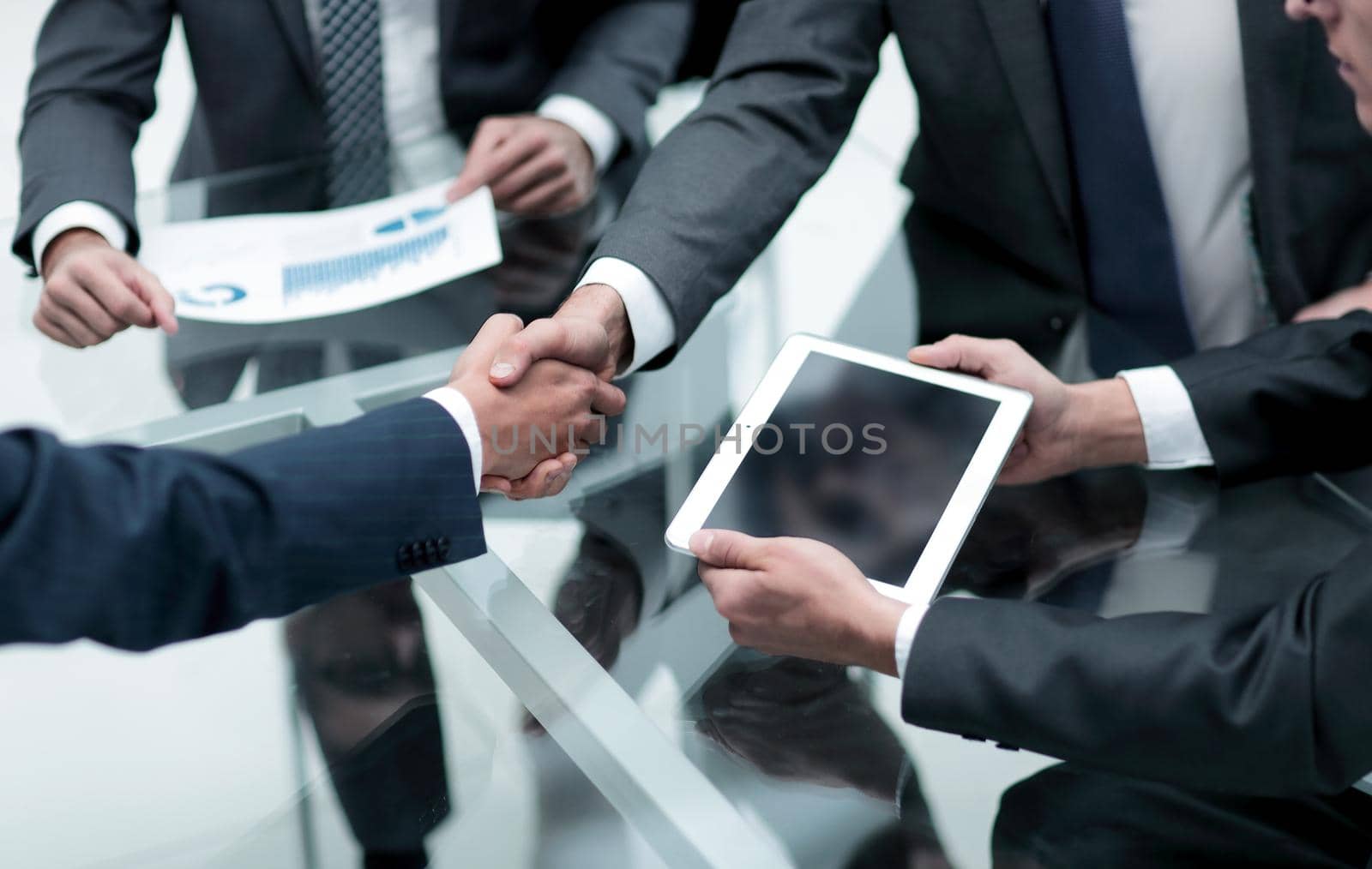 close up.businessman looking at tablet screen.