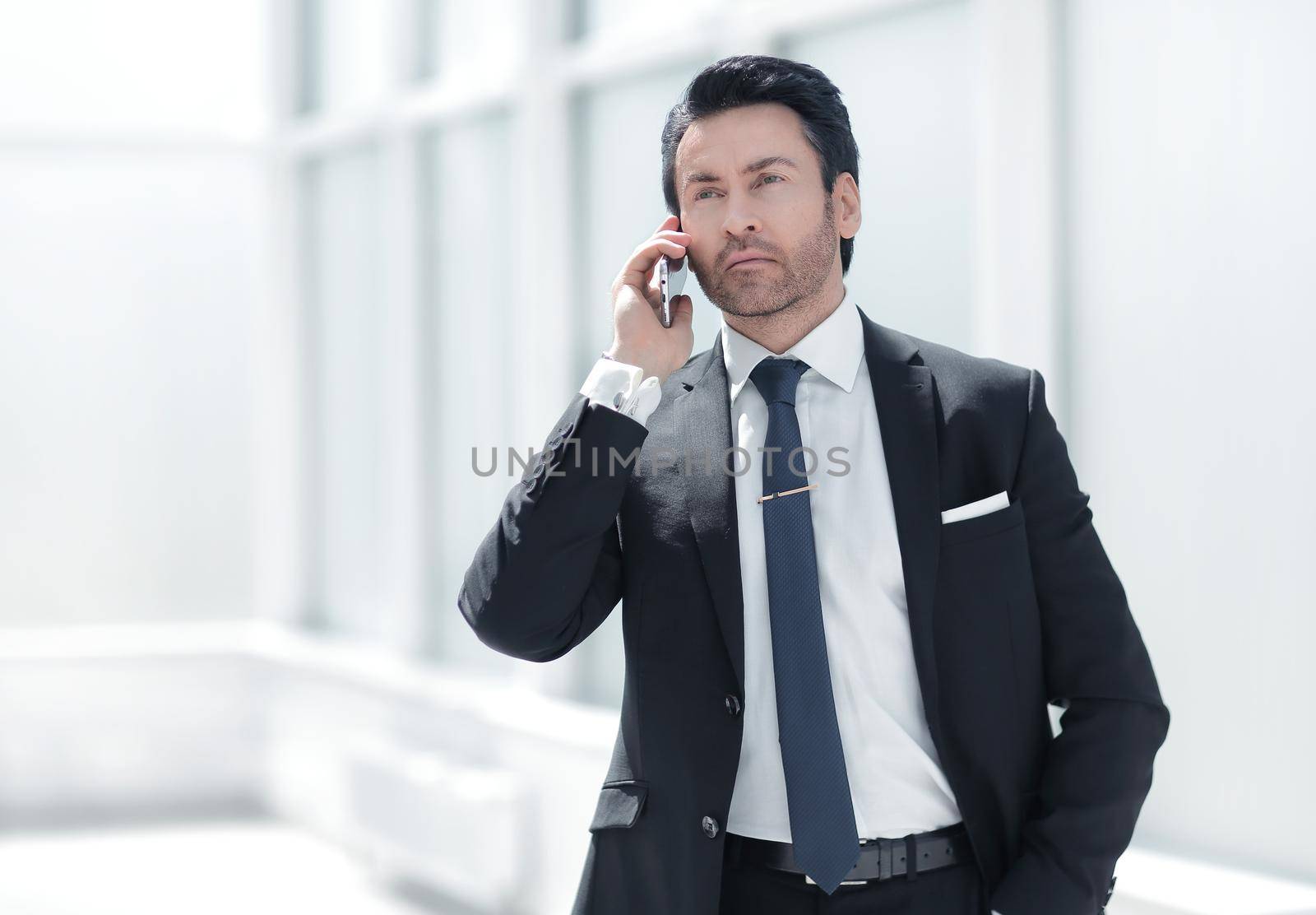 businessman talking on the phone .photo with copy space
