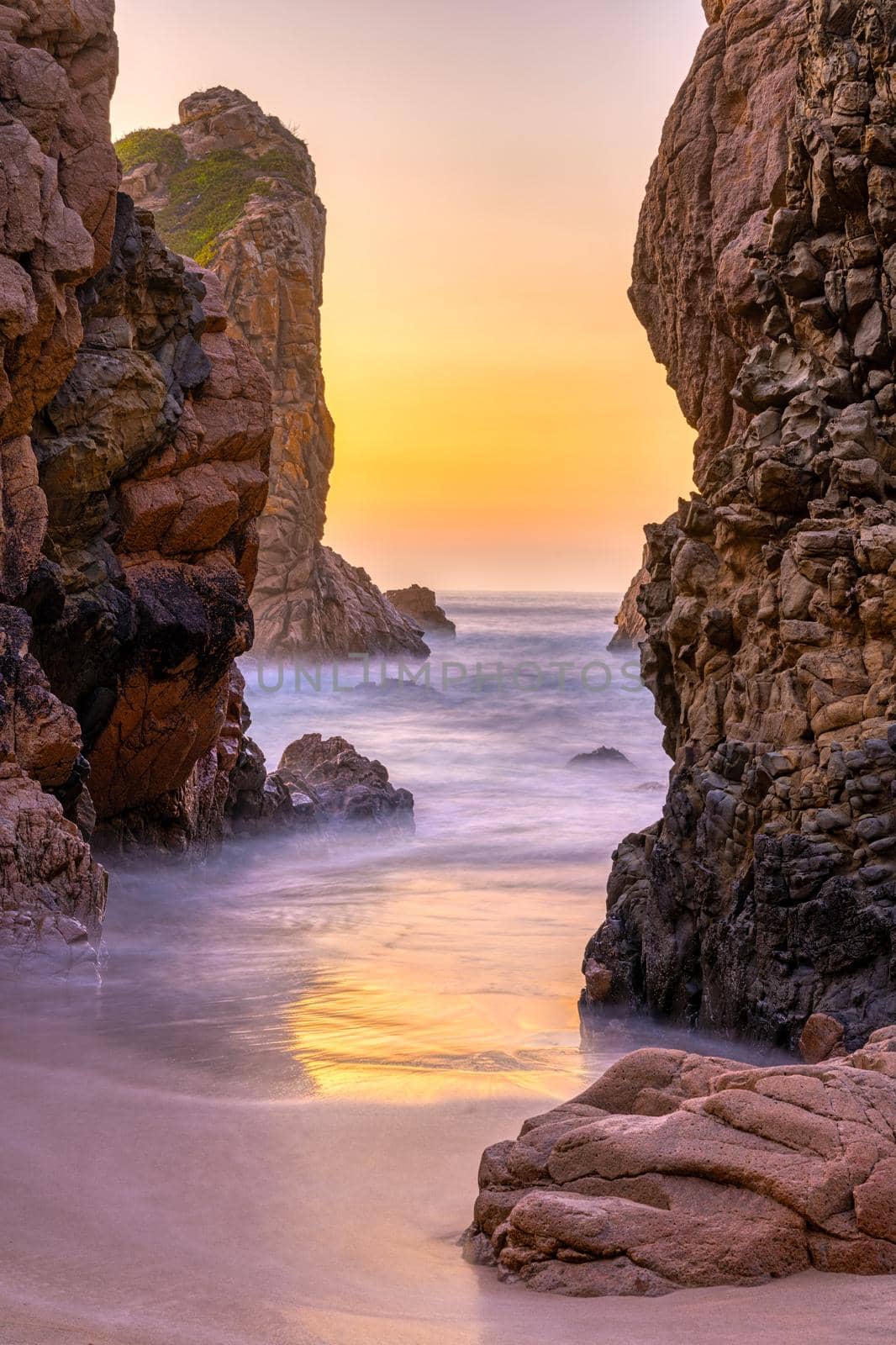 Sea stacks at the portuguese atlantic coast at sunset