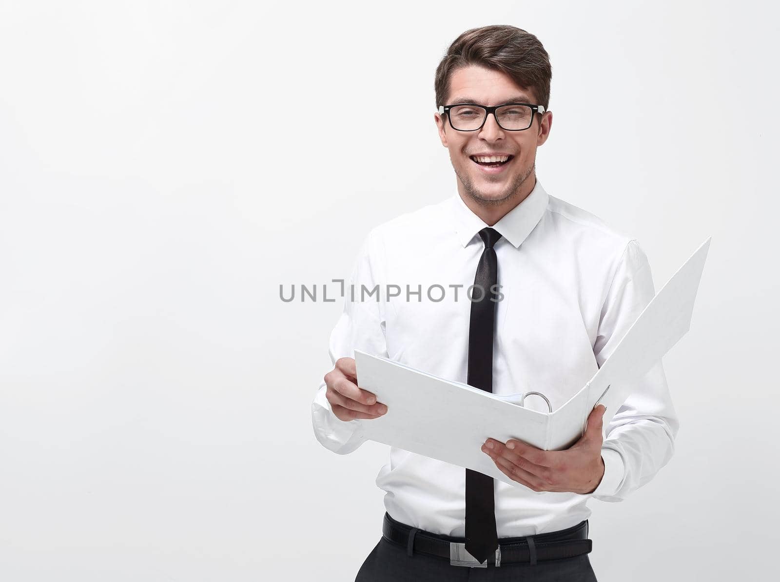 young businessman with a clipboard.photo with copy space