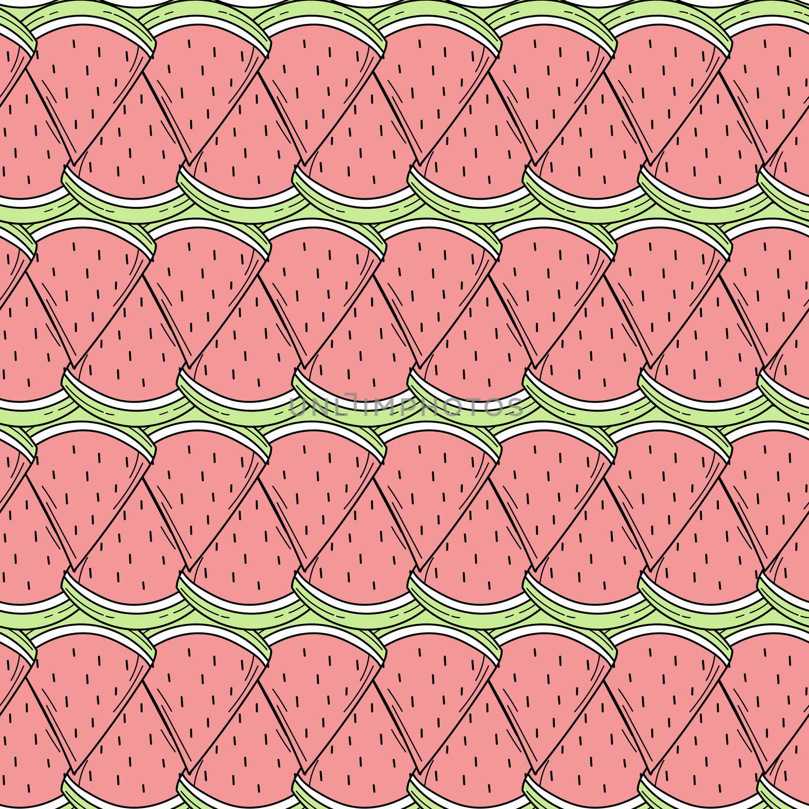 Seamless pattern of color hand drawn watermelons for design by natali_brill