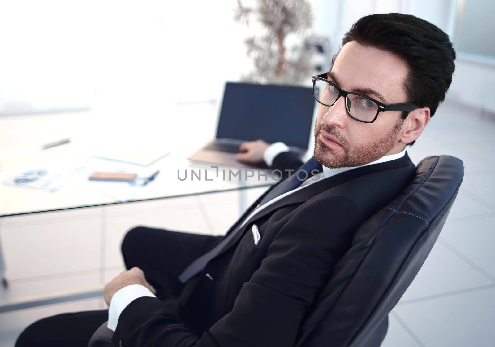 responsible businessman sitting at his Desk.business people
