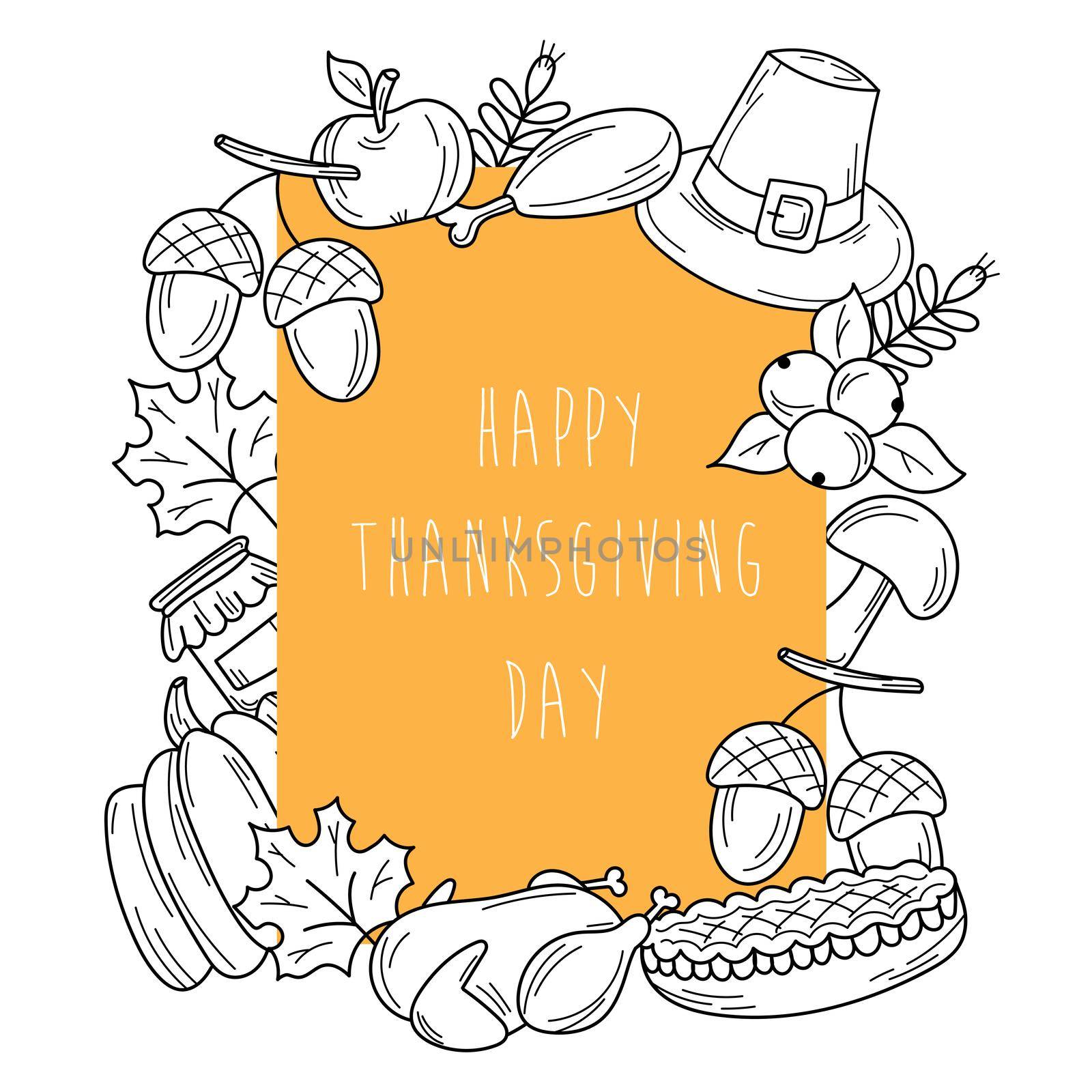 Hand drawn Thanksgiving elements for card design. Holiday card in doodle style by natali_brill