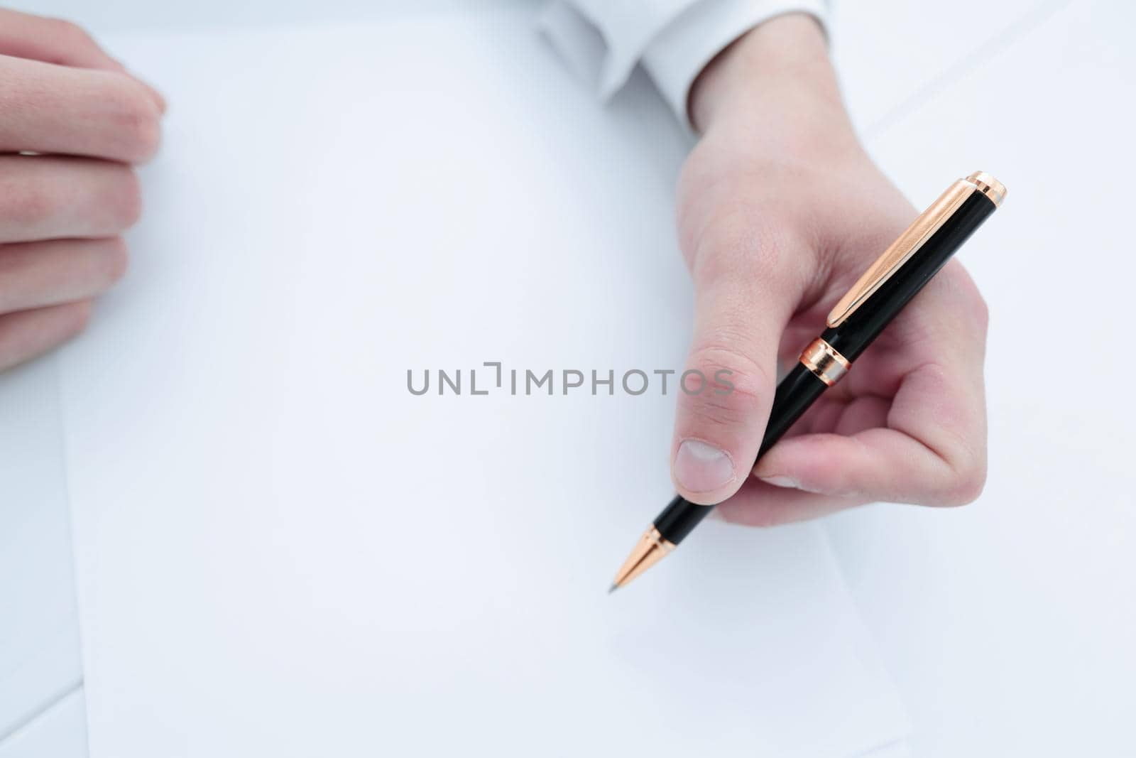 close-up of the scientist makes a record sitting at the laboratory table.science and health