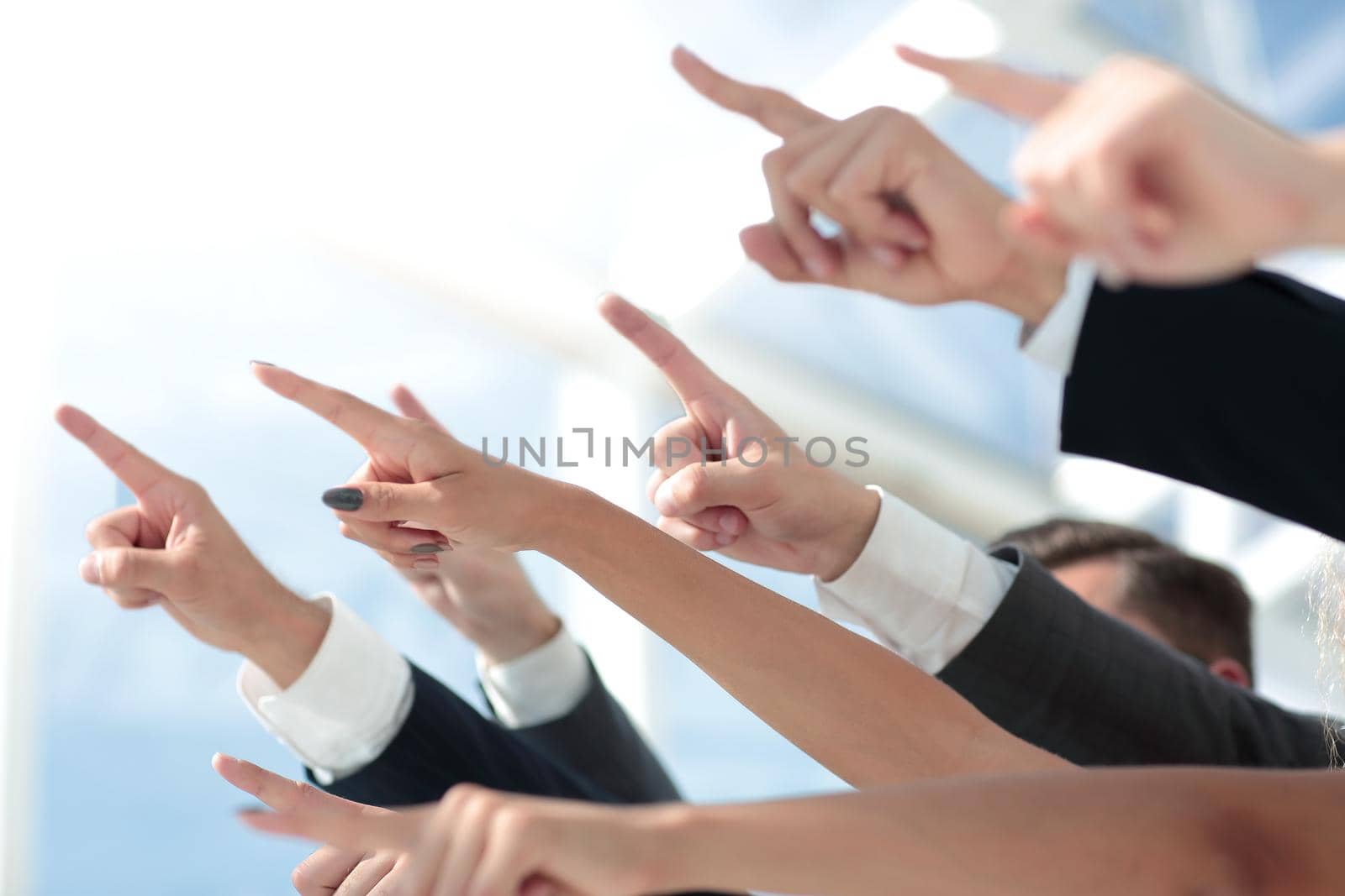 side view. hands the business team pointing their goal.business concept