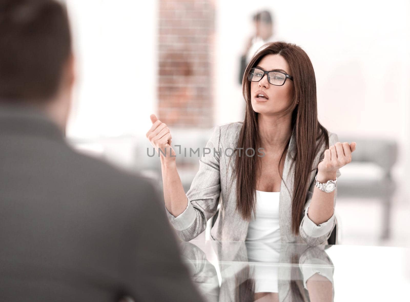 business woman explaining to the client the terms of the contract.business concept