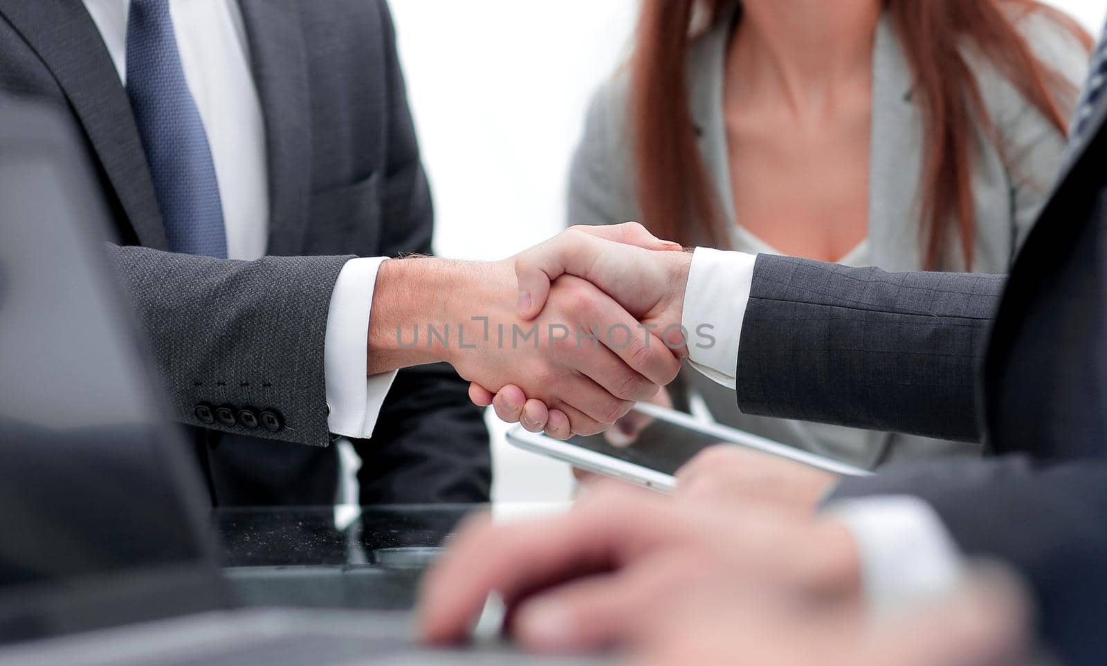 close-up of business handshake.panoramic photo.