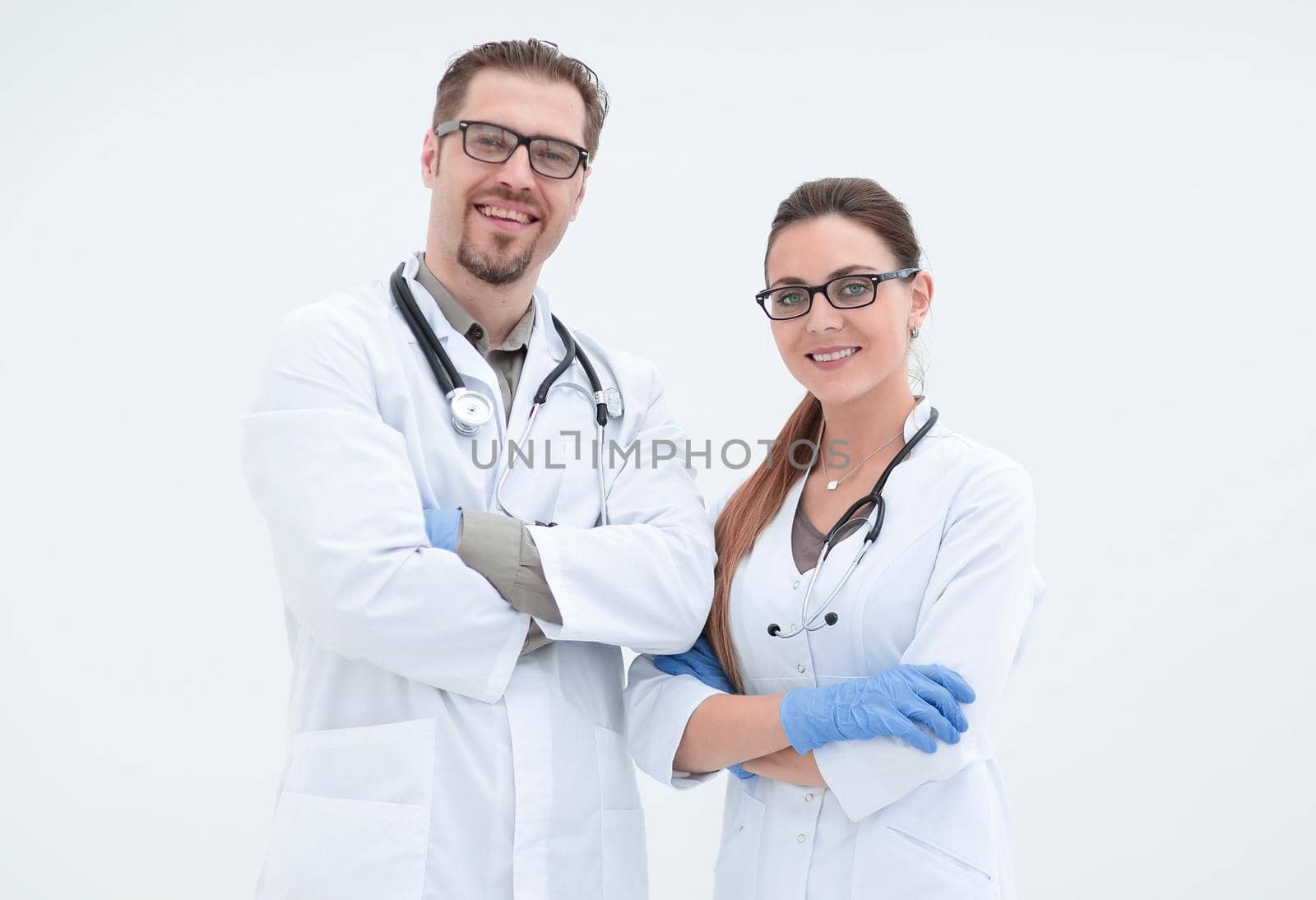 portrait of two successful medical specialists.the concept of health