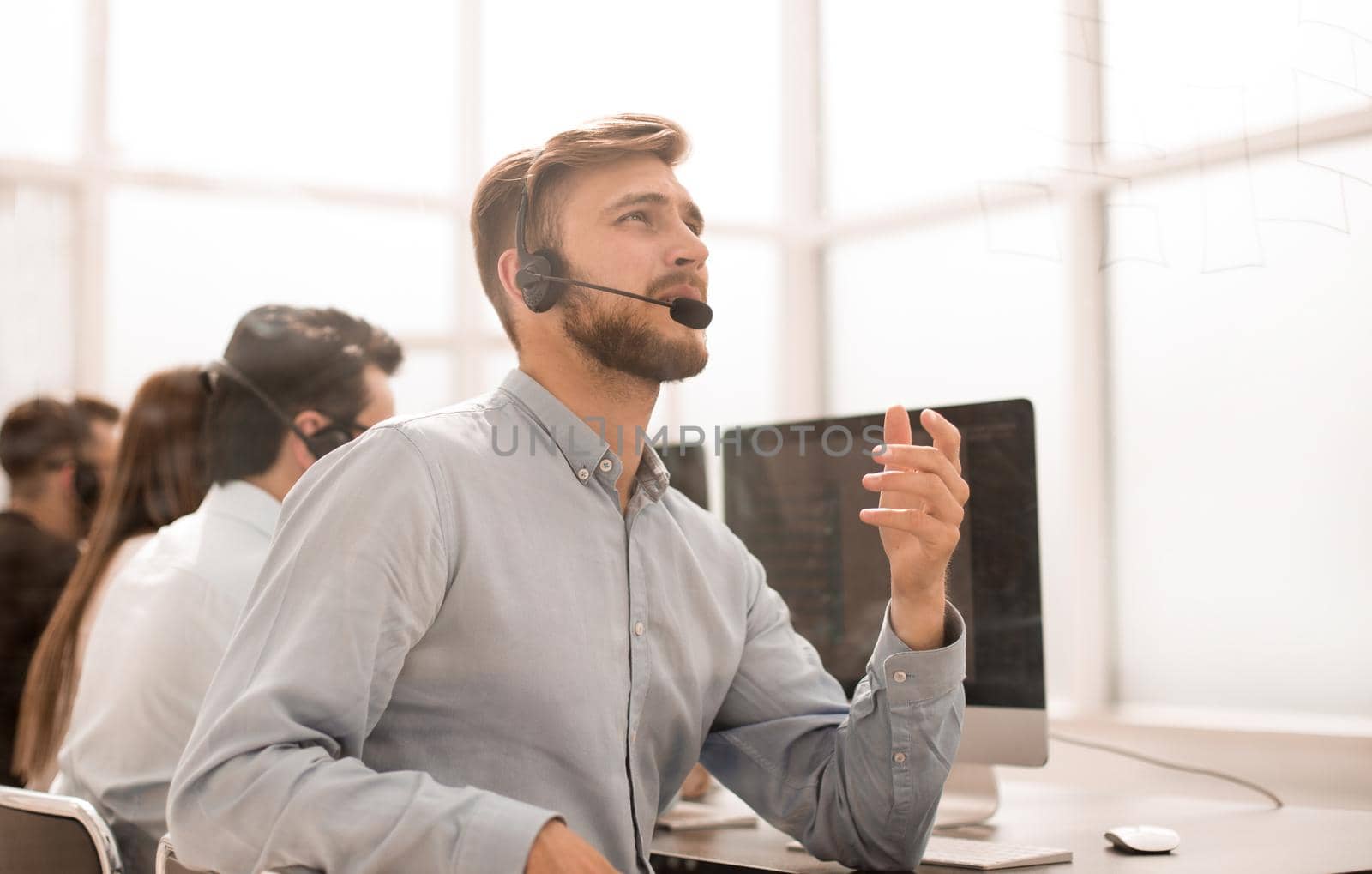 background image call center employees communicate with customers .photo with copy space