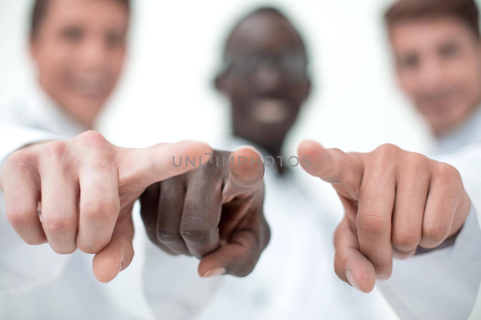 background image of the medical team pointing at you. the concept of choice