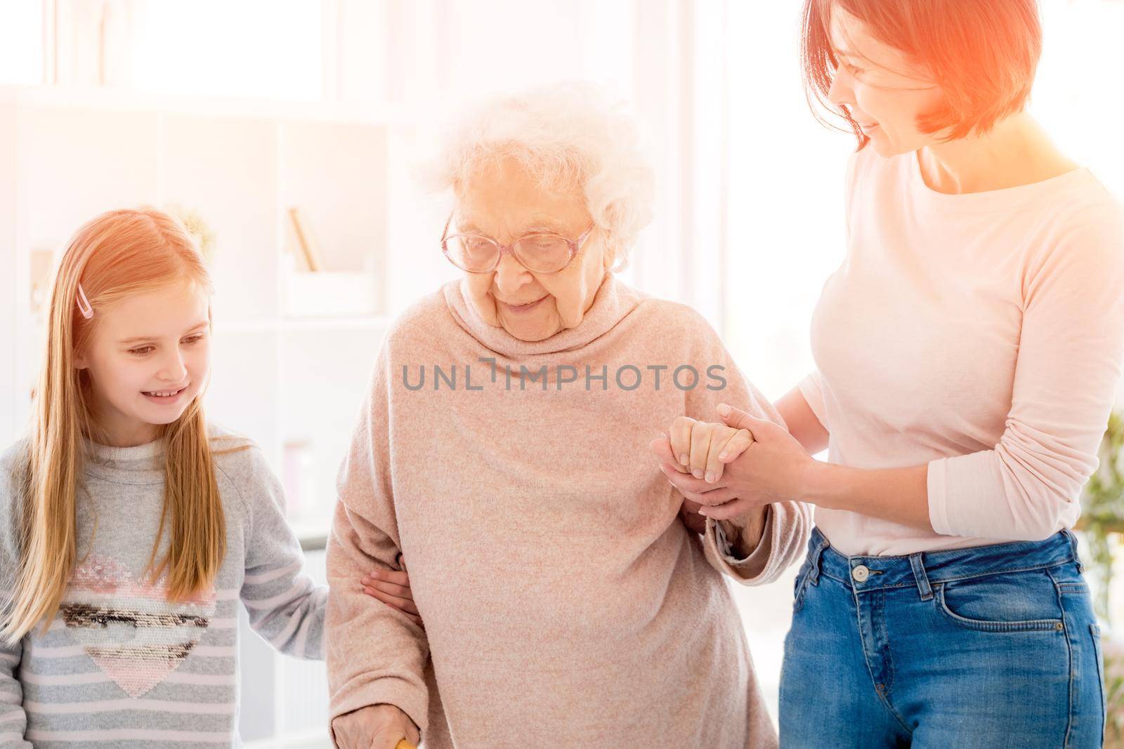 Three generation of women supporting each other