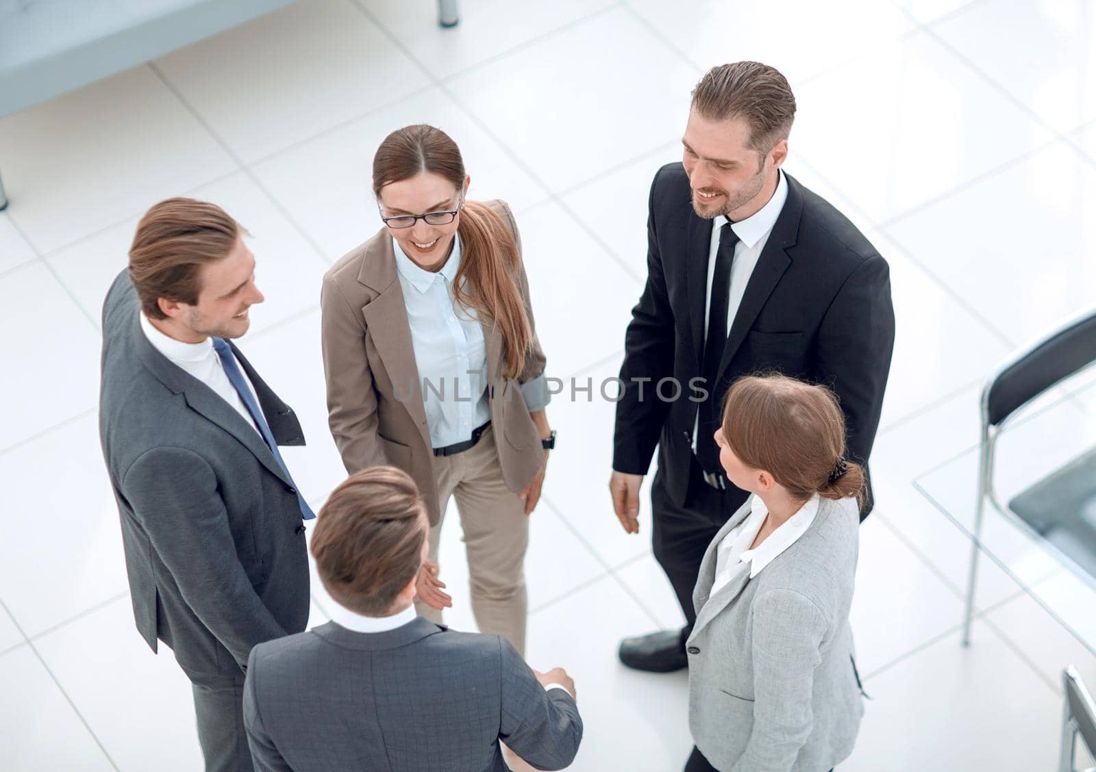 group of business people standing in the office reception.business concept