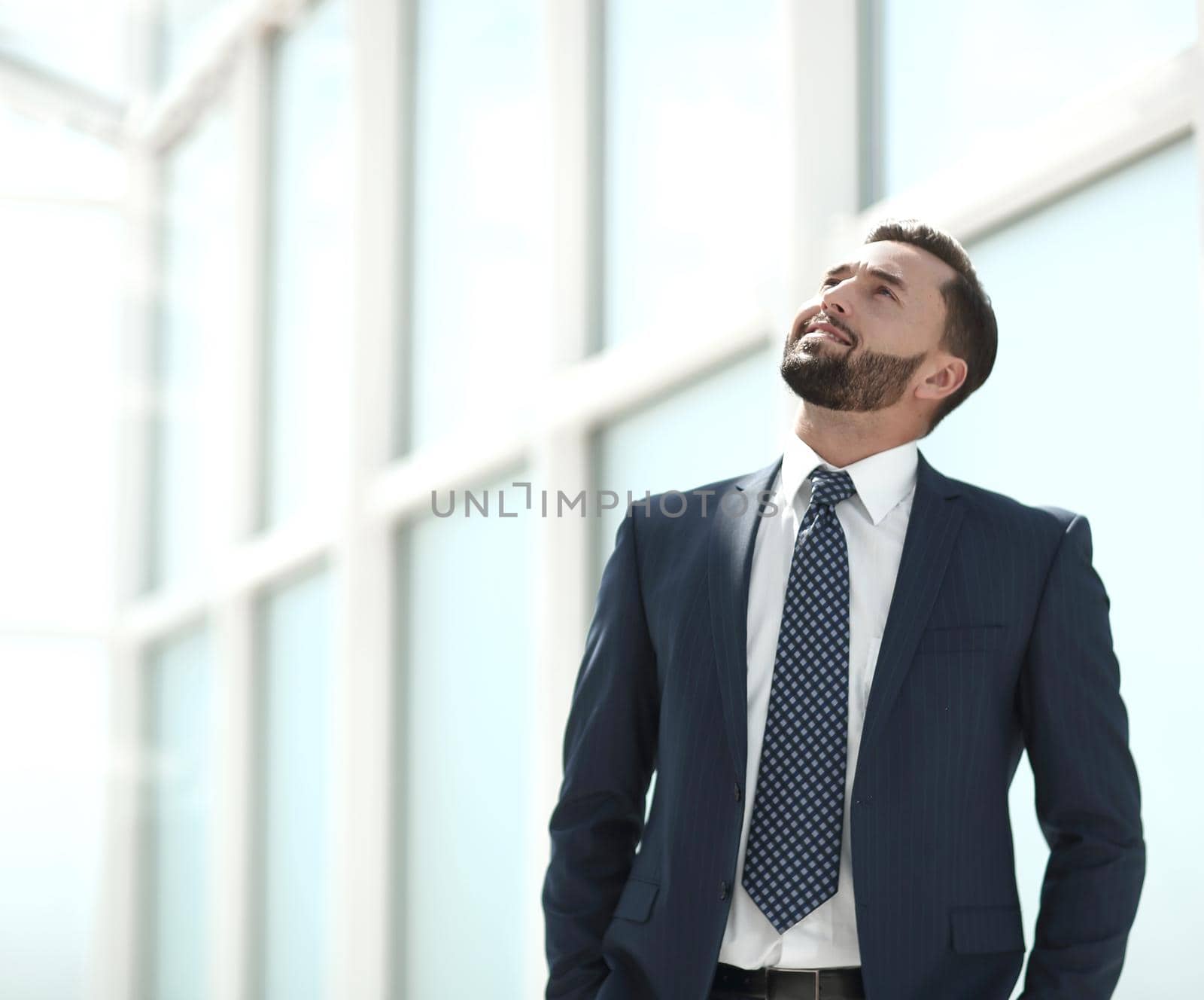 dreaming businessman looking up at copy space.photo with space for text