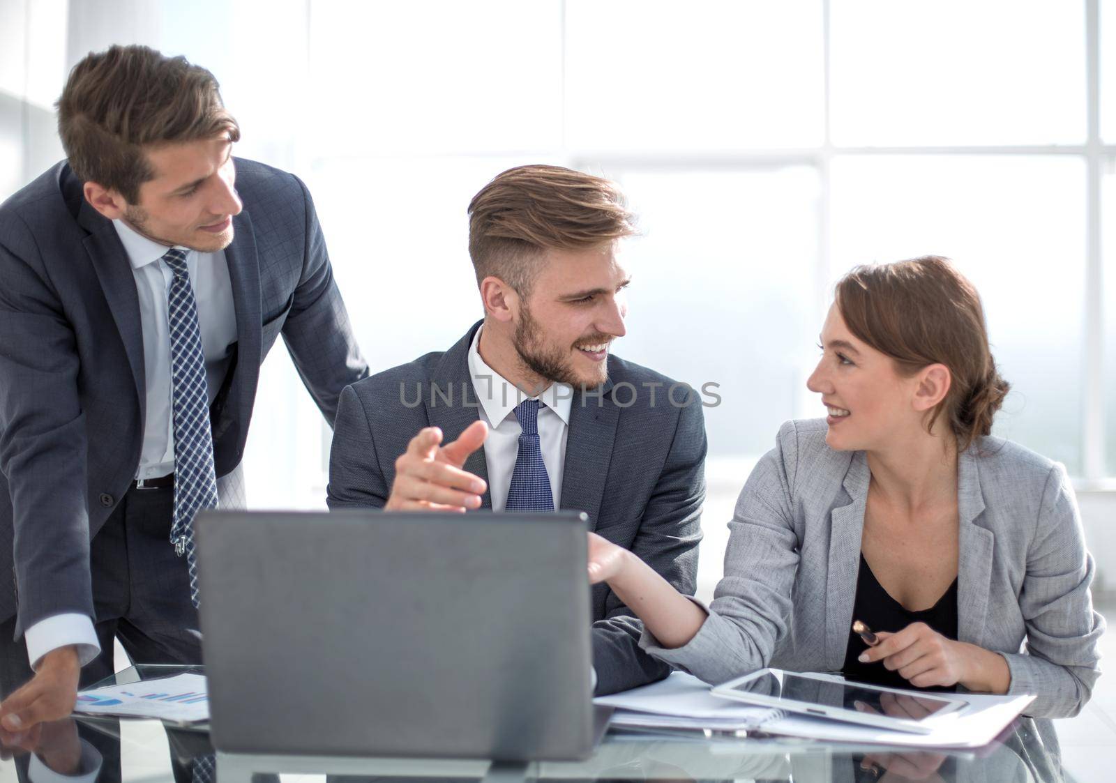 business team works in a modern office.people and technology