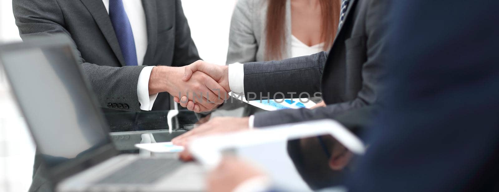 handshake partners at the Desk by asdf