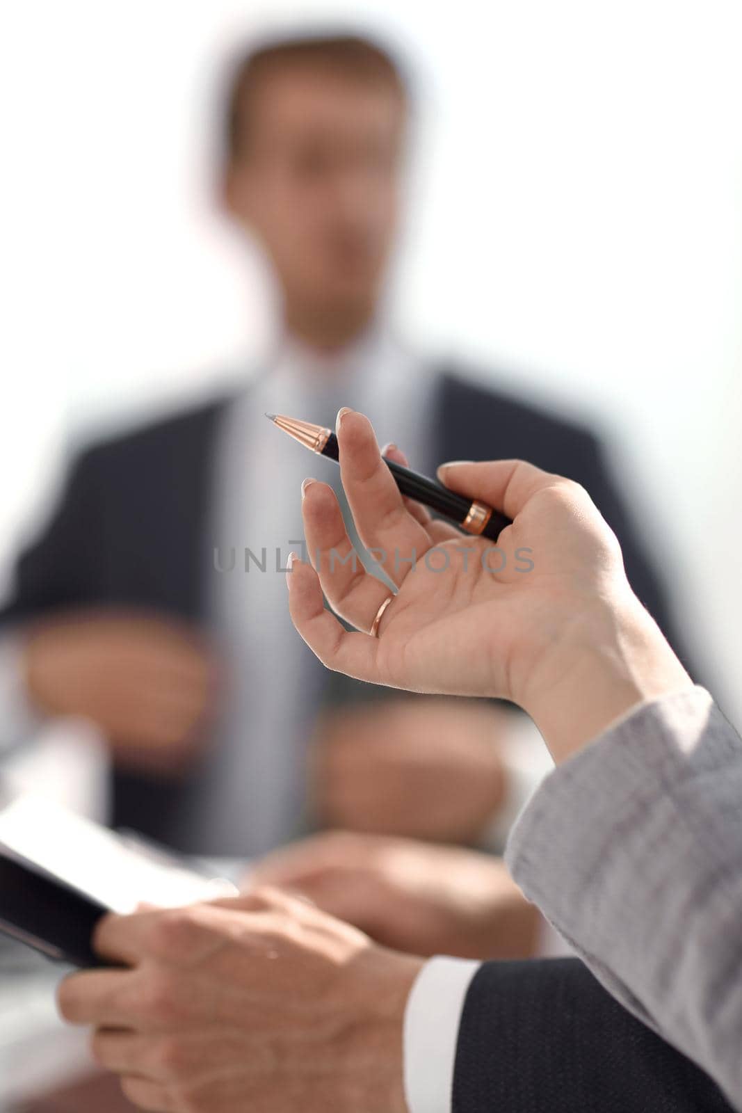 close up.image of business people sitting at the Desk.business background