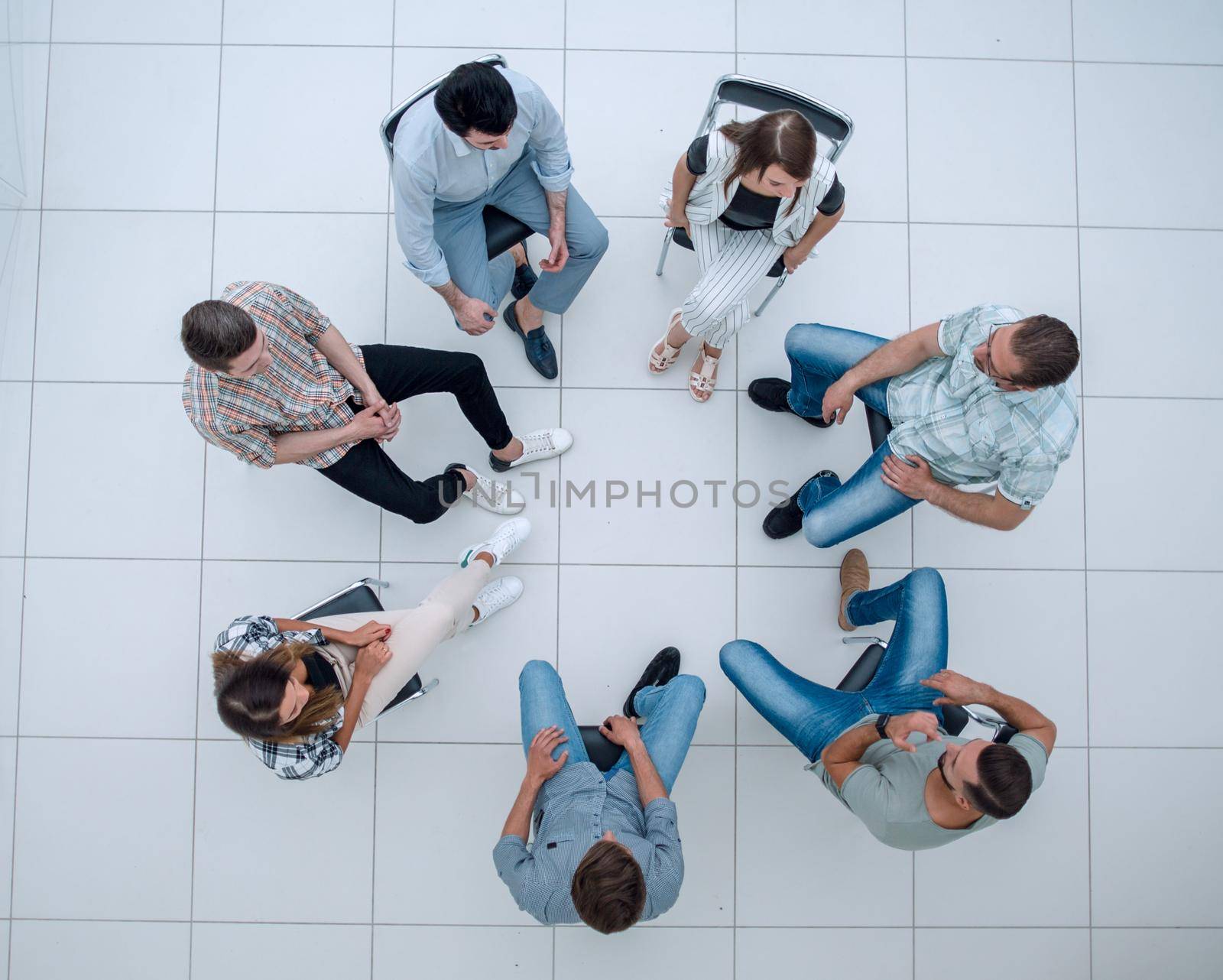 top view.business team briefing.the concept of teamwork