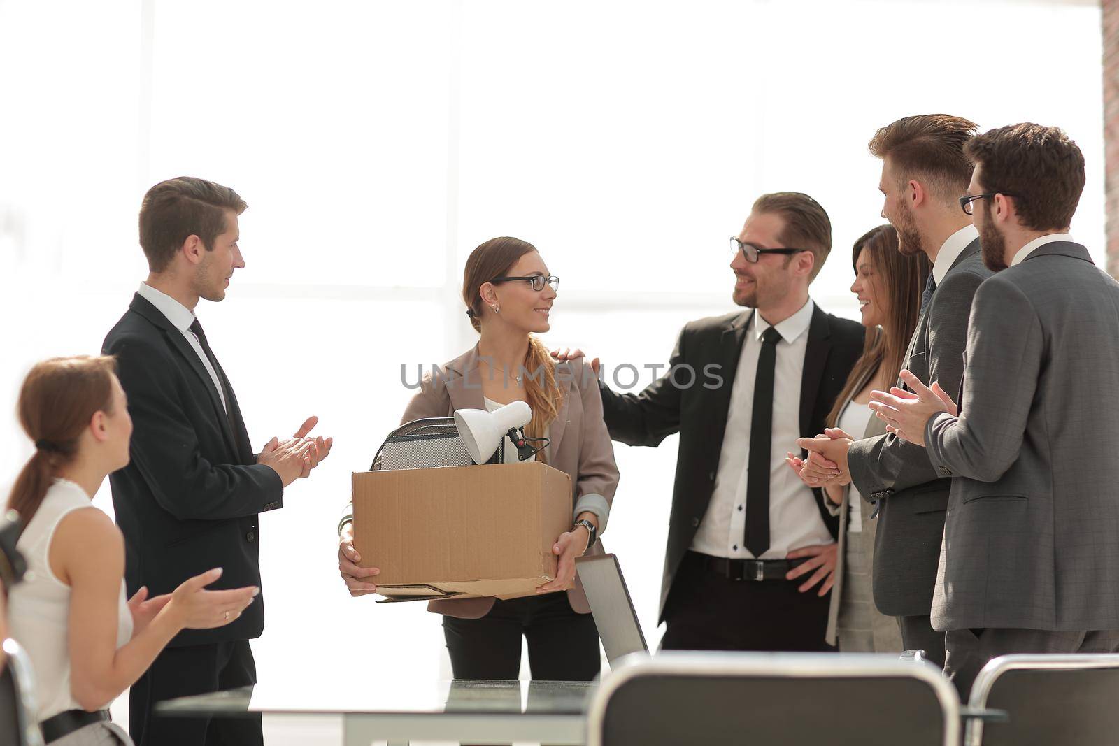 boss introduces the business team with the new employee.the concept of the first working day