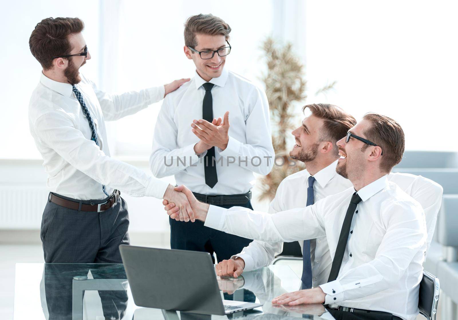 handshake business colleagues in the workplace.photo with copy space
