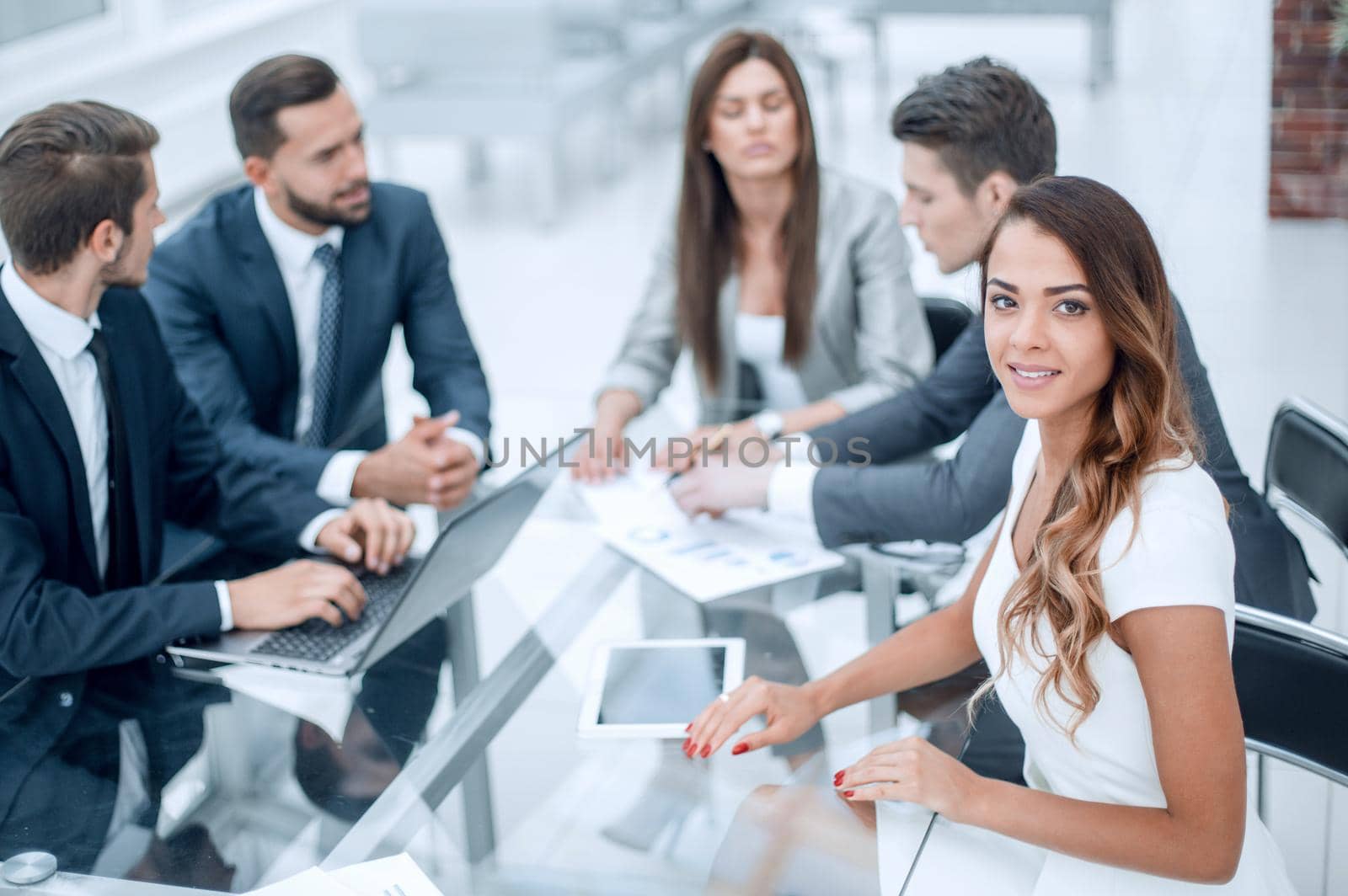 business team discussing financial data .photo with copy space