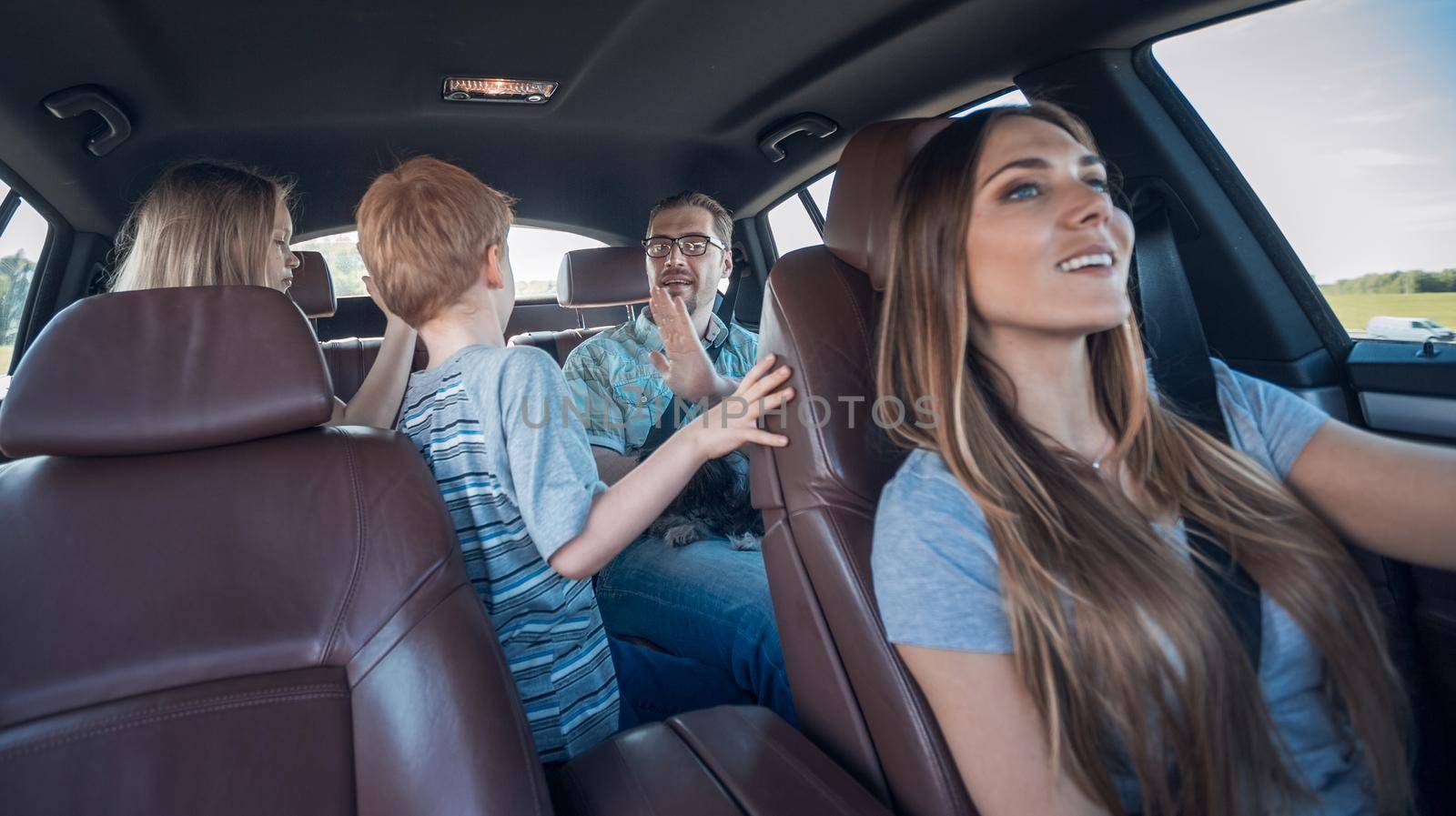 young family goes on a picnic .family holiday concept