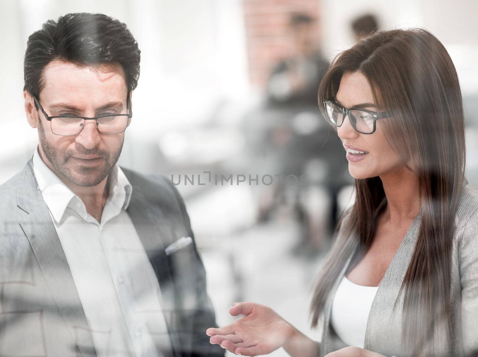 close up.business woman talking to business partner.business concept