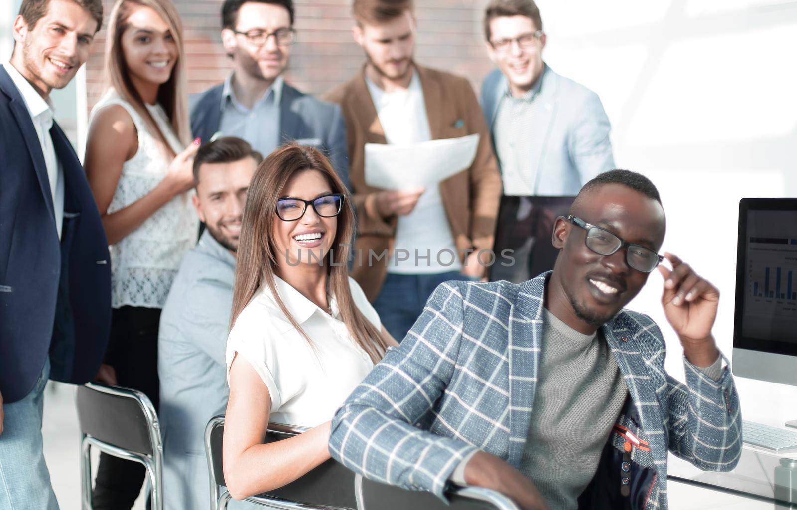 professional business team in the workplace .the concept of teamwork